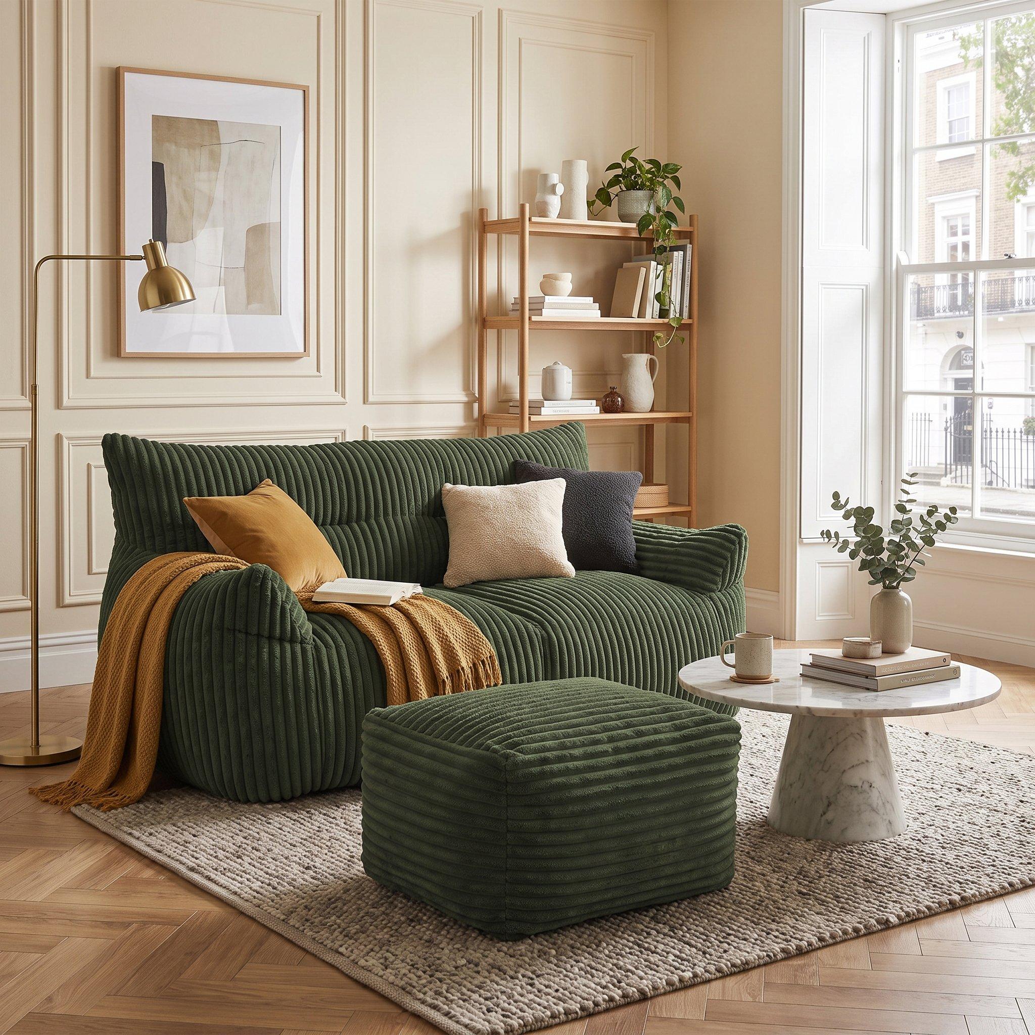 Green - Urban Meuble - SOFA Corduroy  with Ottoman - 3