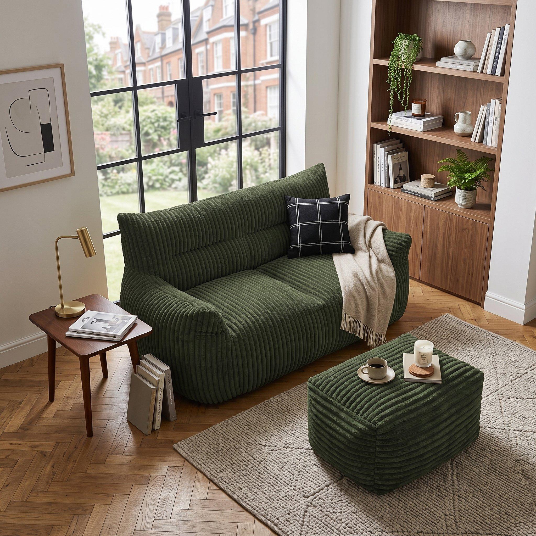 Green - Urban Meuble - SOFA Corduroy  with Ottoman - 4