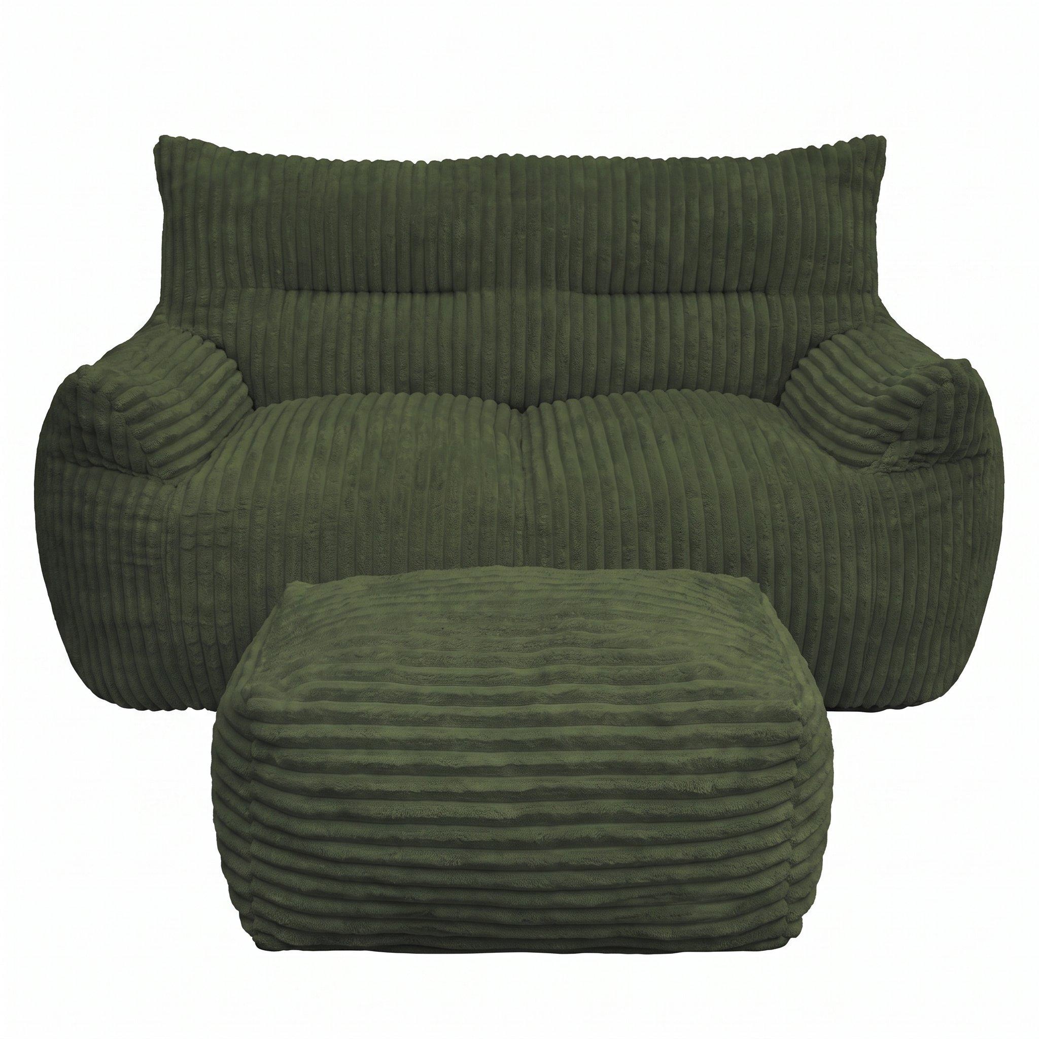 Green - Urban Meuble - SOFA Corduroy  with Ottoman - 5