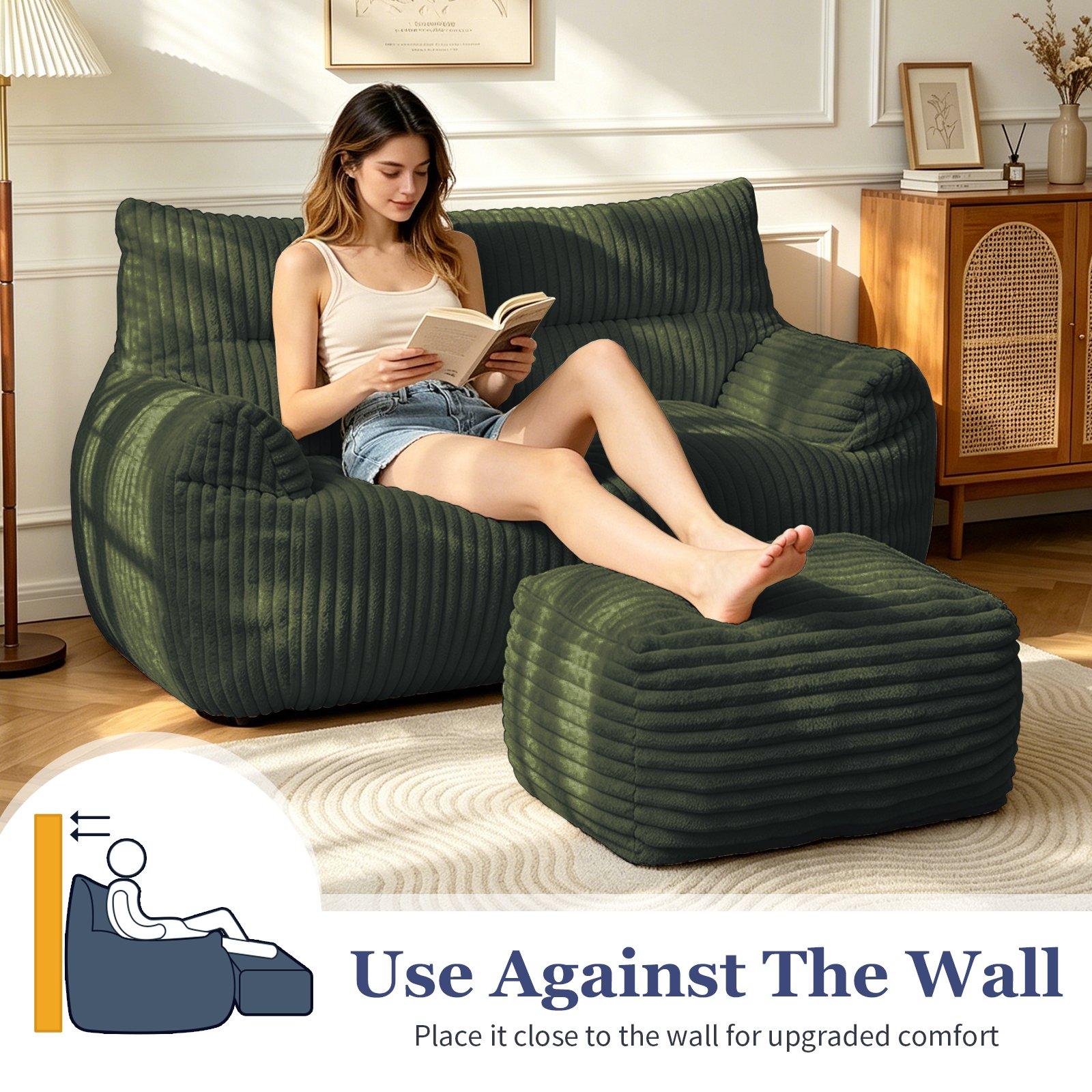 Green - Urban Meuble - SOFA Corduroy  with Ottoman - 8
