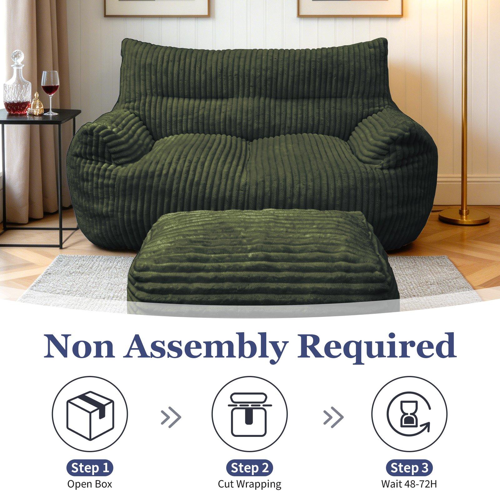 Green - Urban Meuble - SOFA Corduroy  with Ottoman - 10