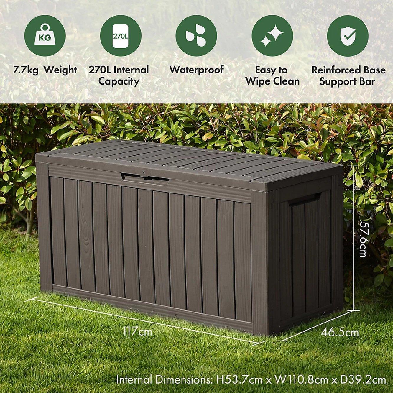 Grey - VonHaus - Waterproof Garden Storage Box – 270L - 2