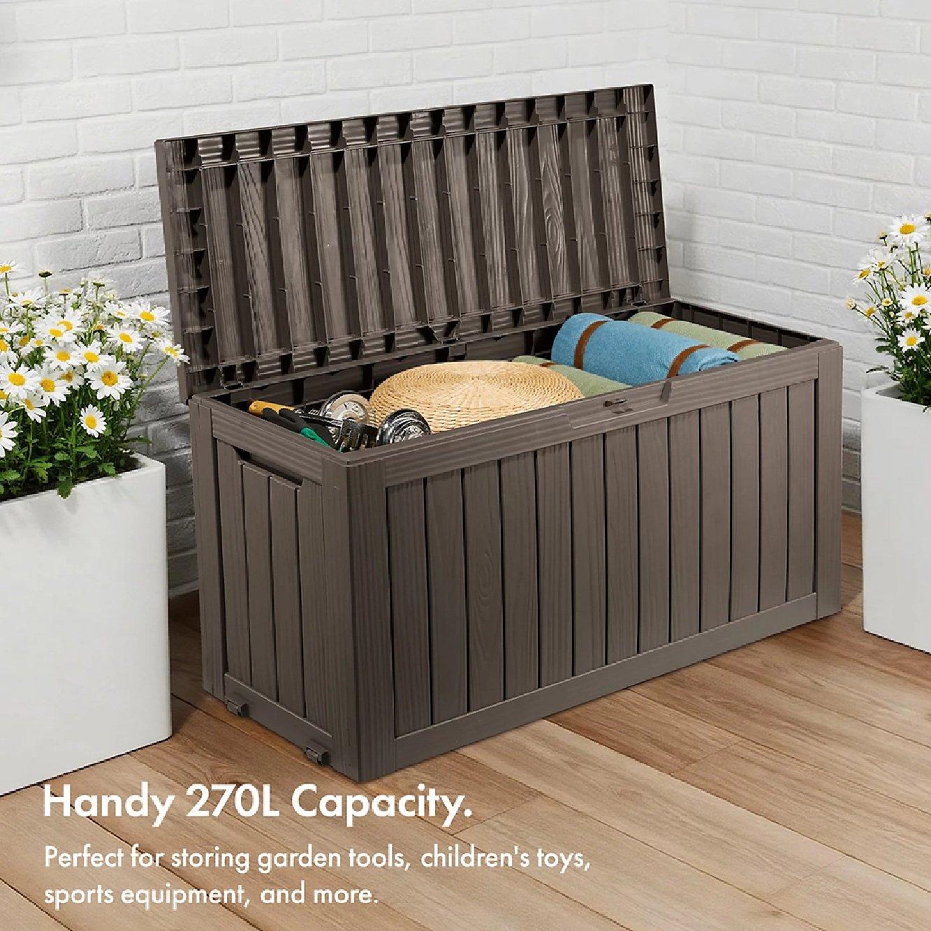 Grey - VonHaus - Waterproof Garden Storage Box – 270L - 3