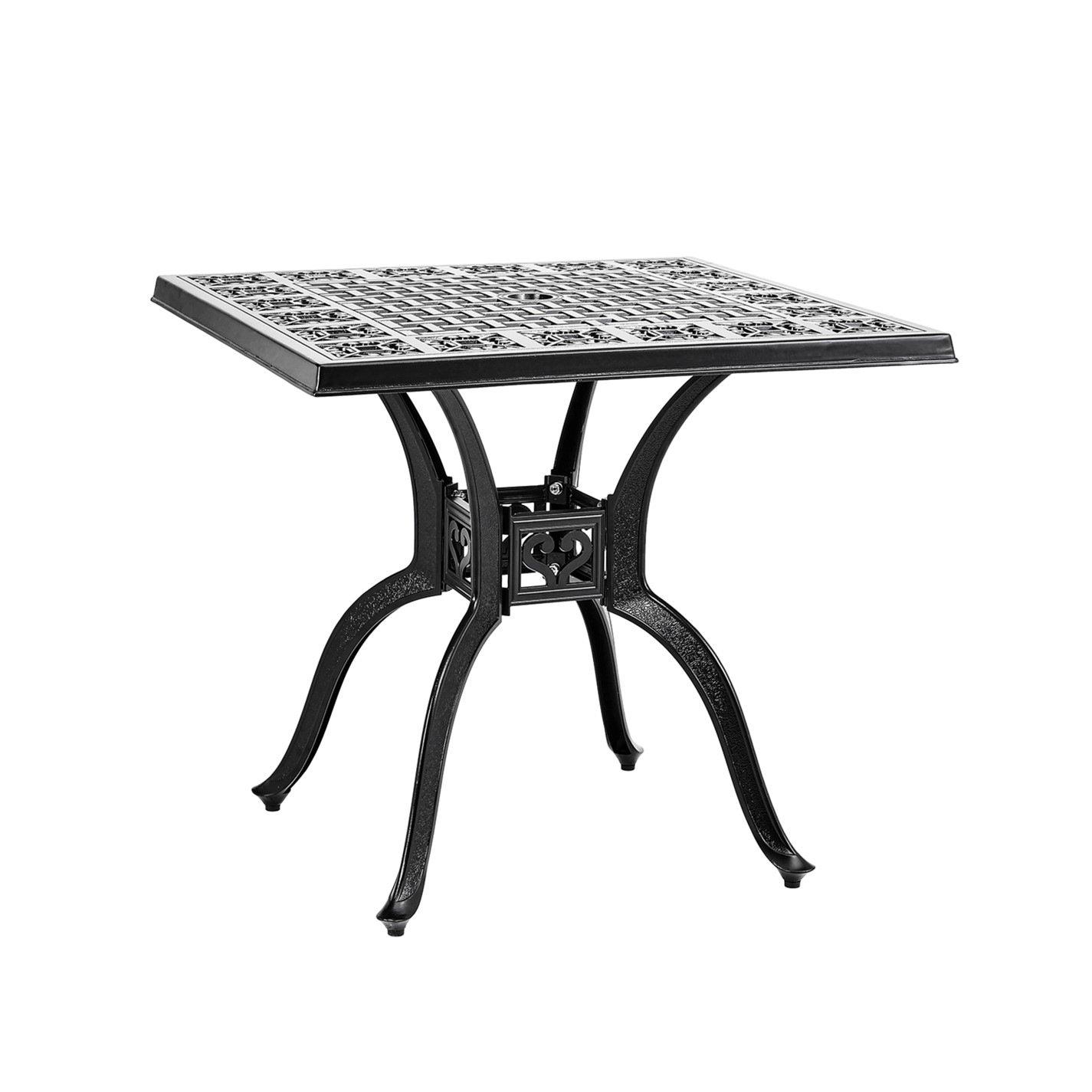 Black - Breeins - Cast Aluminium 80cm Square Garden Table Black - 2