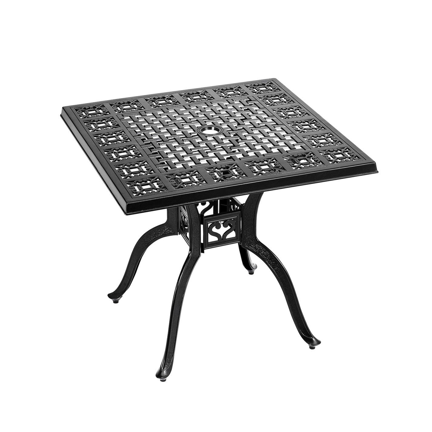 Black - Breeins - Cast Aluminium 80cm Square Garden Table Black - 3