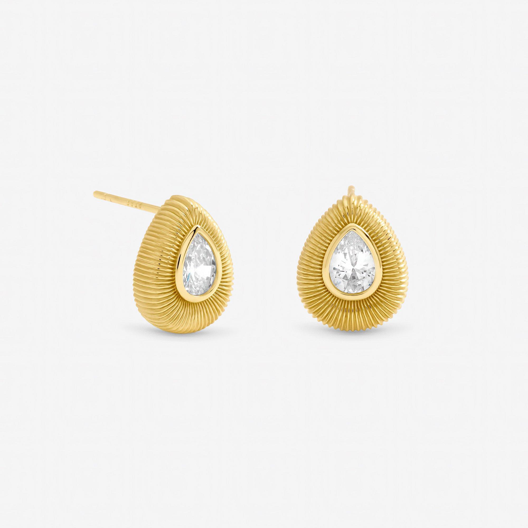 Gold - Jon Richard - Gold Plated Crystal Tear Drop Studs - 1