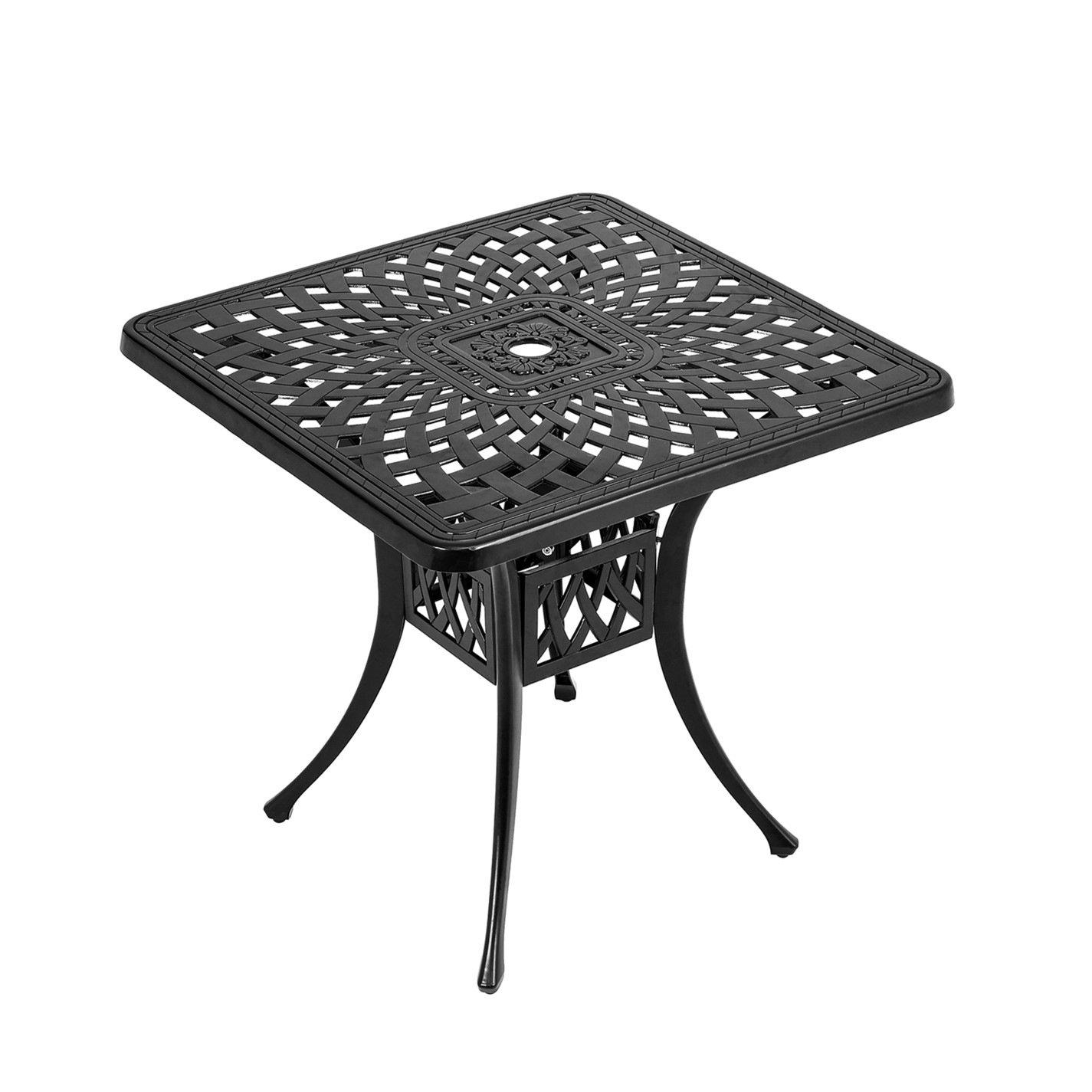 Black - Breeins - 2.6Ft Cast Aluminium Square Garden Table, Black - 3