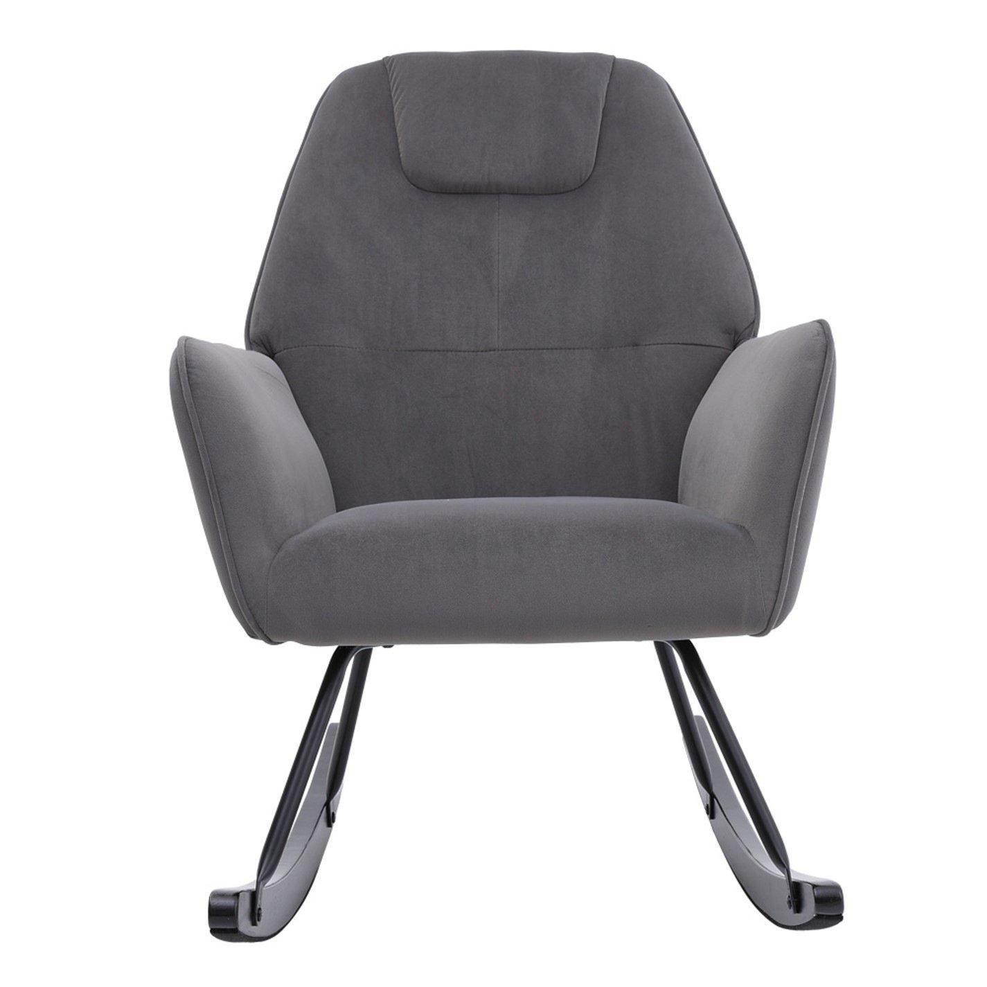 Black - Kabinet UK - Modern Comfy Nursery Rocking Chair Black - 3