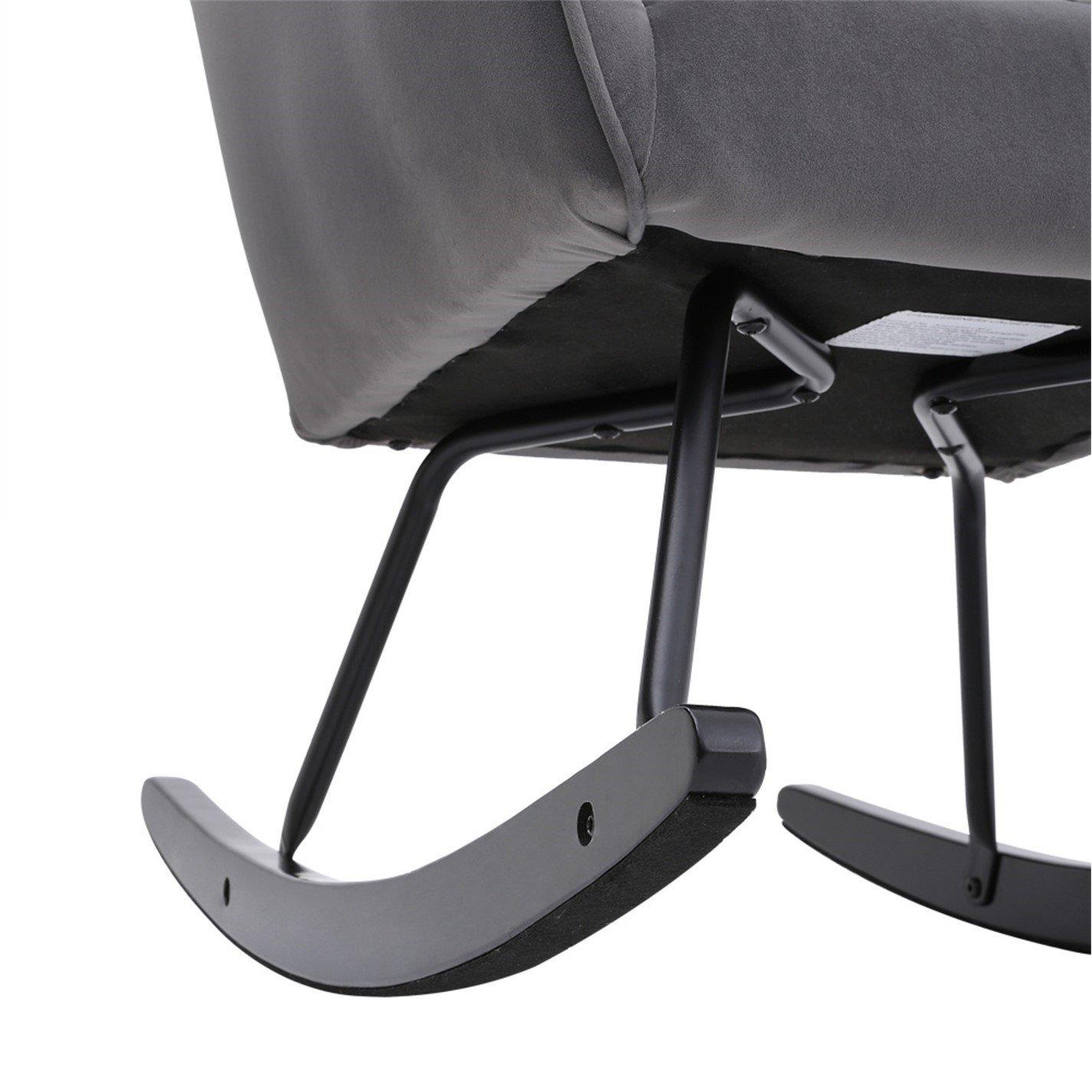 Black - Kabinet UK - Modern Comfy Nursery Rocking Chair Black - 6