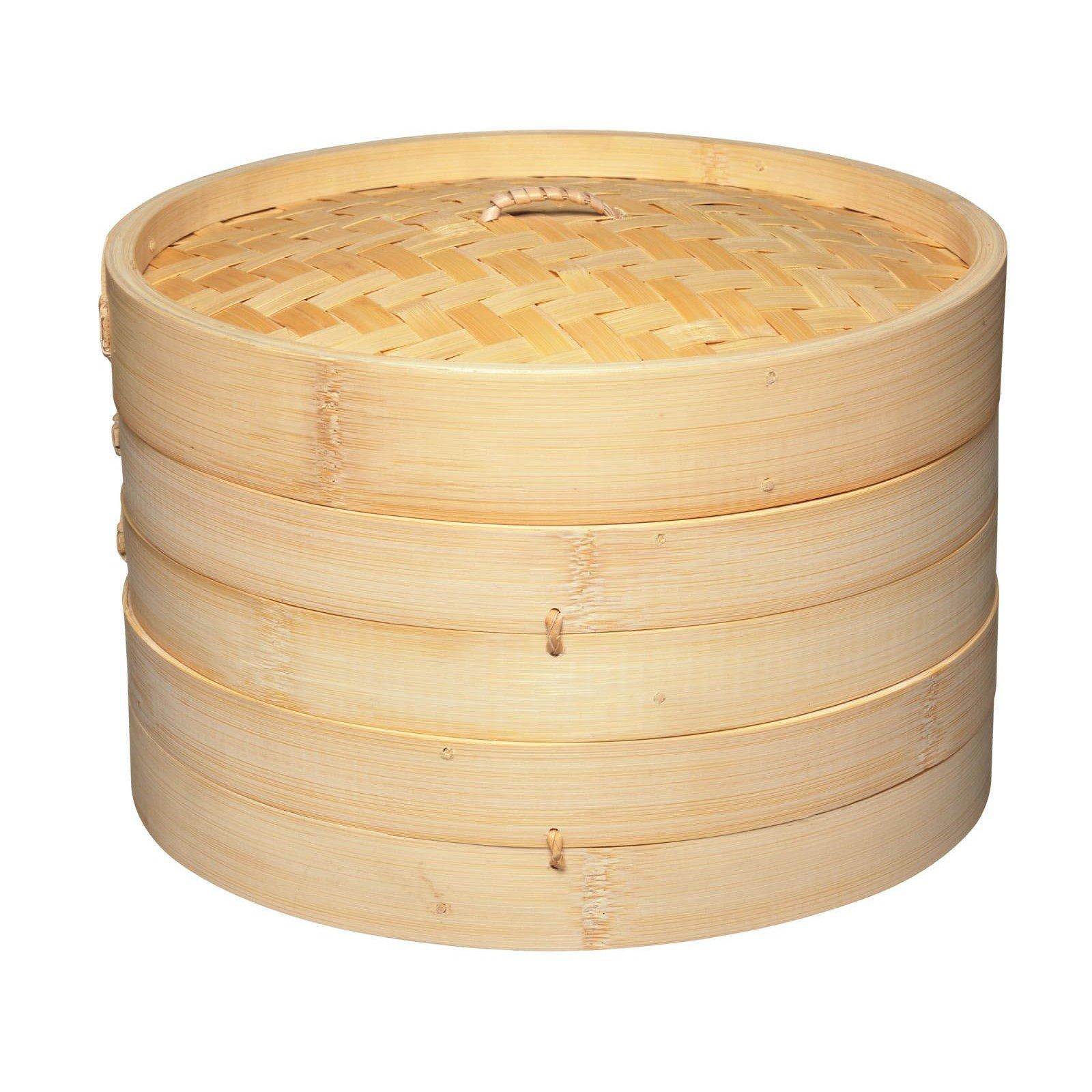 Kitchencraft  Two Tier Bamboo Steamer - Beechwood Effec - 25x15.8cm
