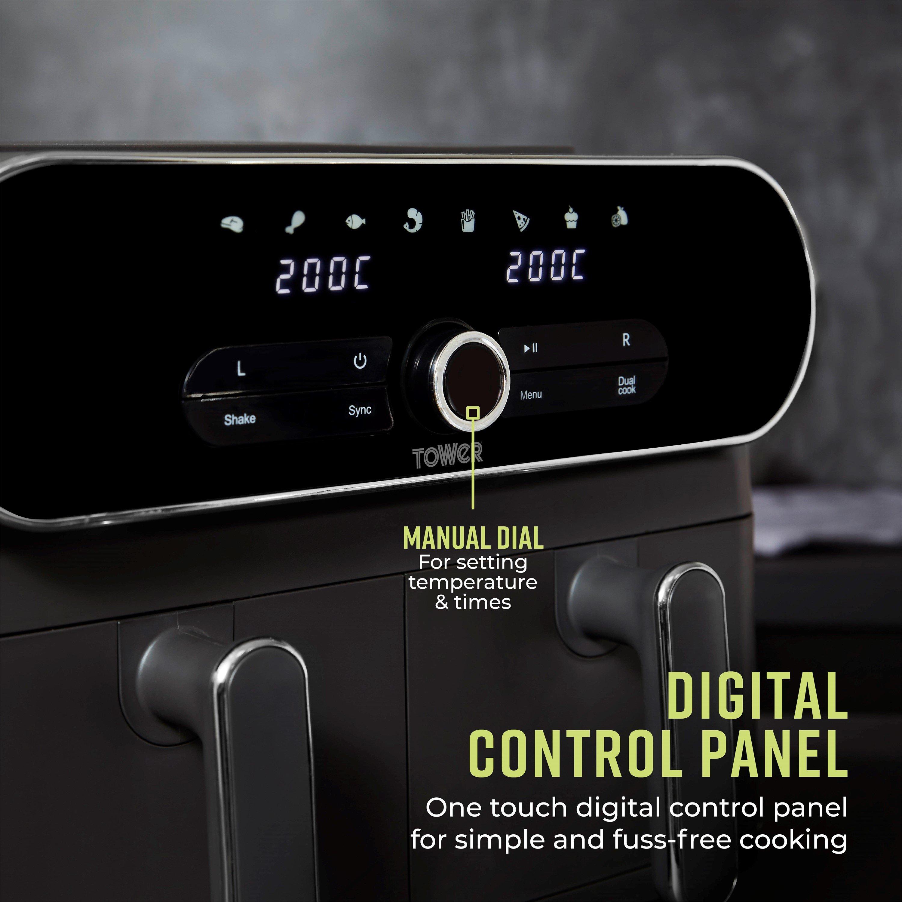 Grey - Tower - Vortx 10.4L Dual Air Fryer - 5