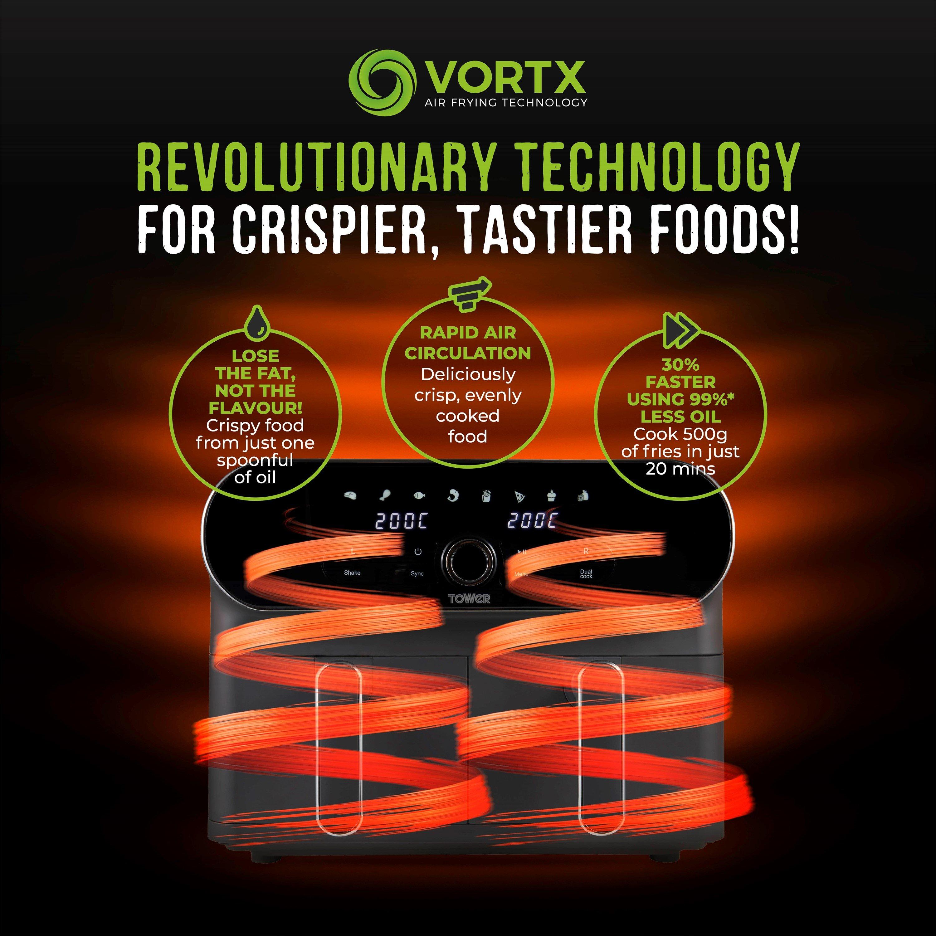 Grey - Tower - Vortx 10.4L Dual Air Fryer - 7