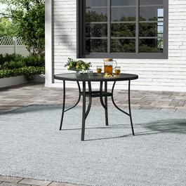 Breeins Tempered Glass Round Table with Umbrella Hole