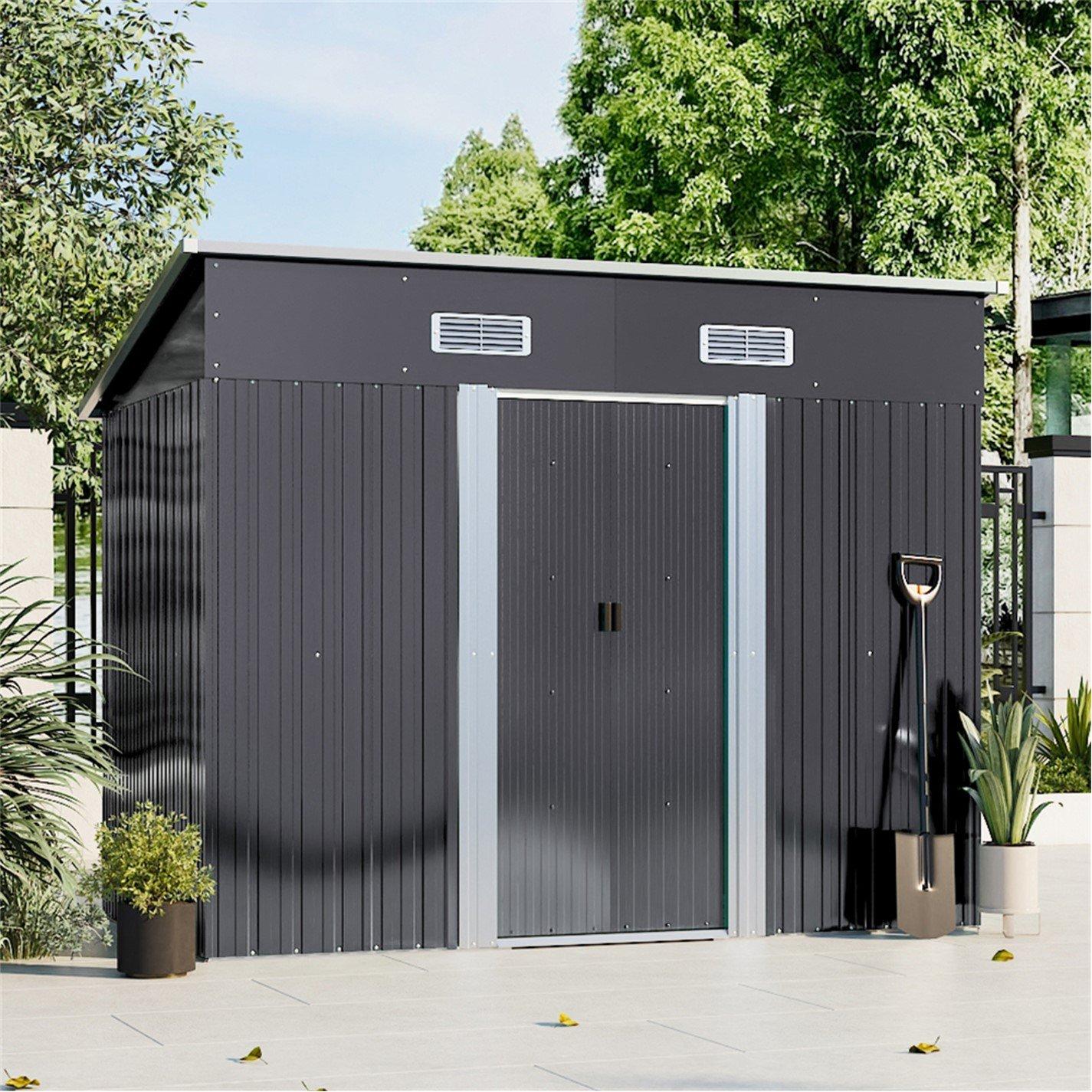 Breeins  Outdoor 4X8fts Metal Storage Shed, Black - Large