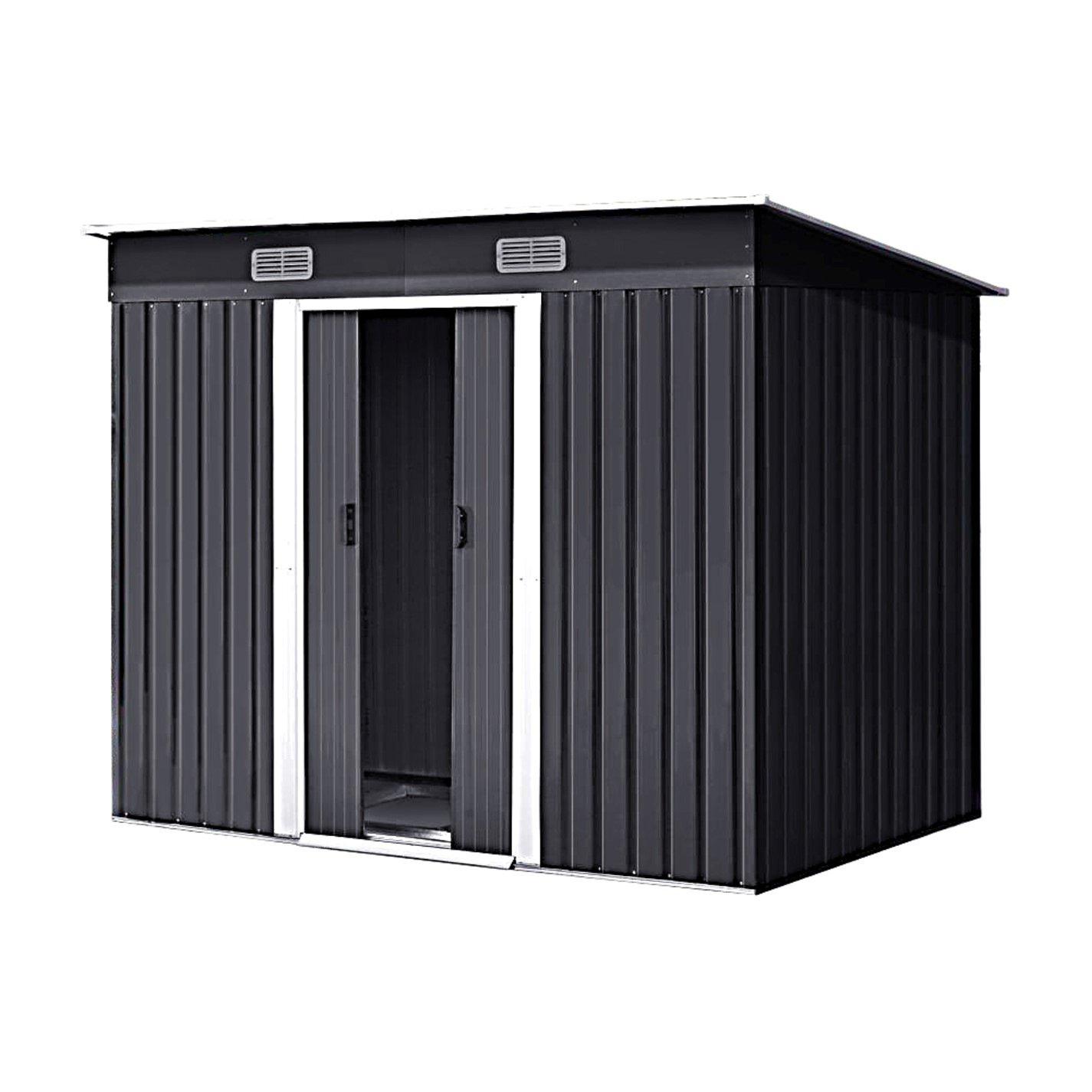 Black - Breeins - Outdoor 4x8Fts Metal Storage Shed Black - 3