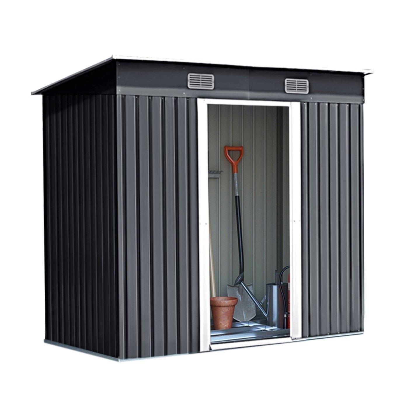 Black - Breeins - Outdoor 4x8Fts Metal Storage Shed Black - 4