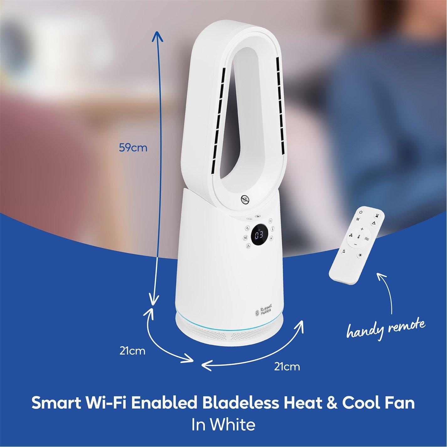 White - Russell Hobbs - RHCBLDL3IN1-SMT Smart Bladeless Heat & Cool Fan - 2
