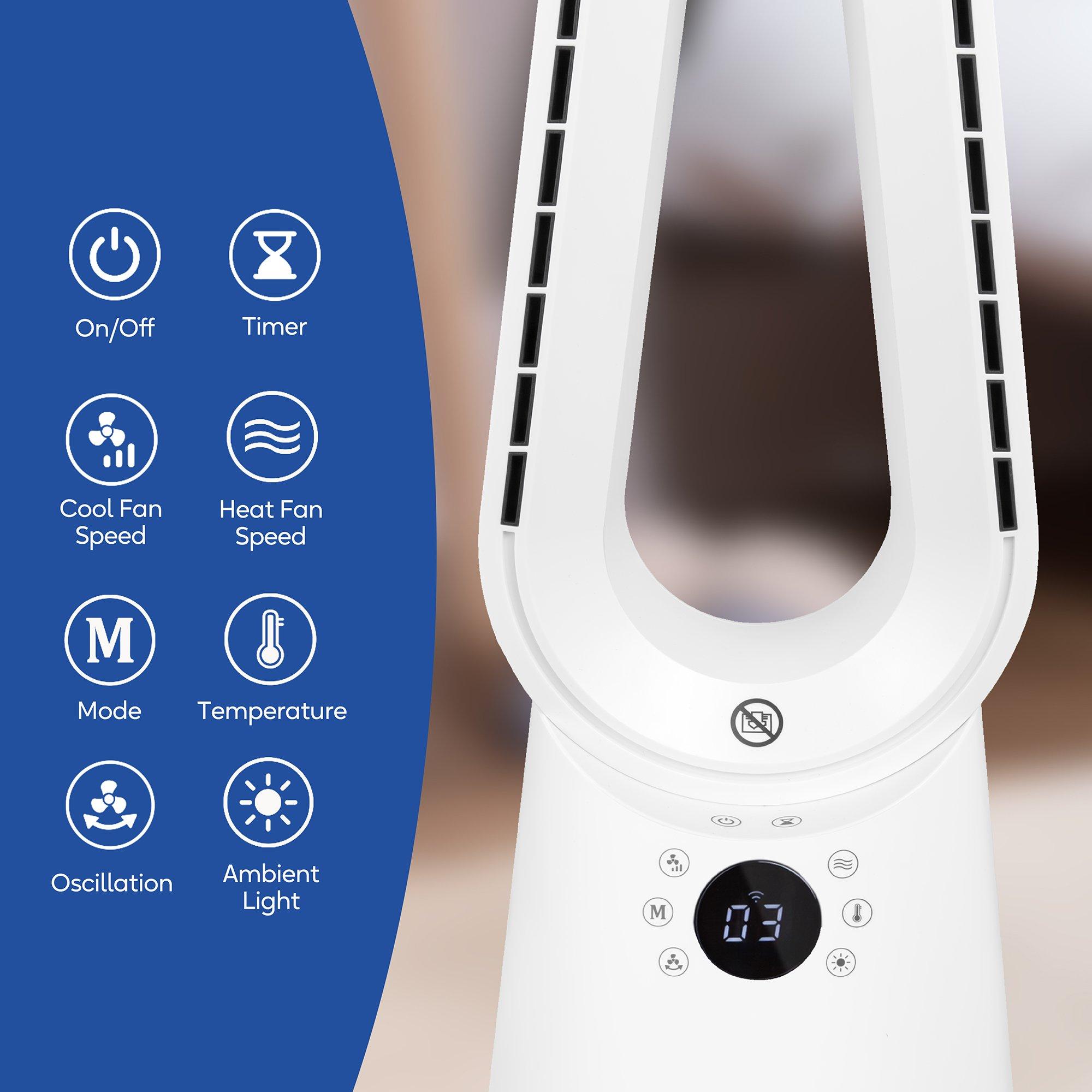 White - Russell Hobbs - RHCBLDL3IN1-SMT Smart Bladeless Heat & Cool Fan - 11