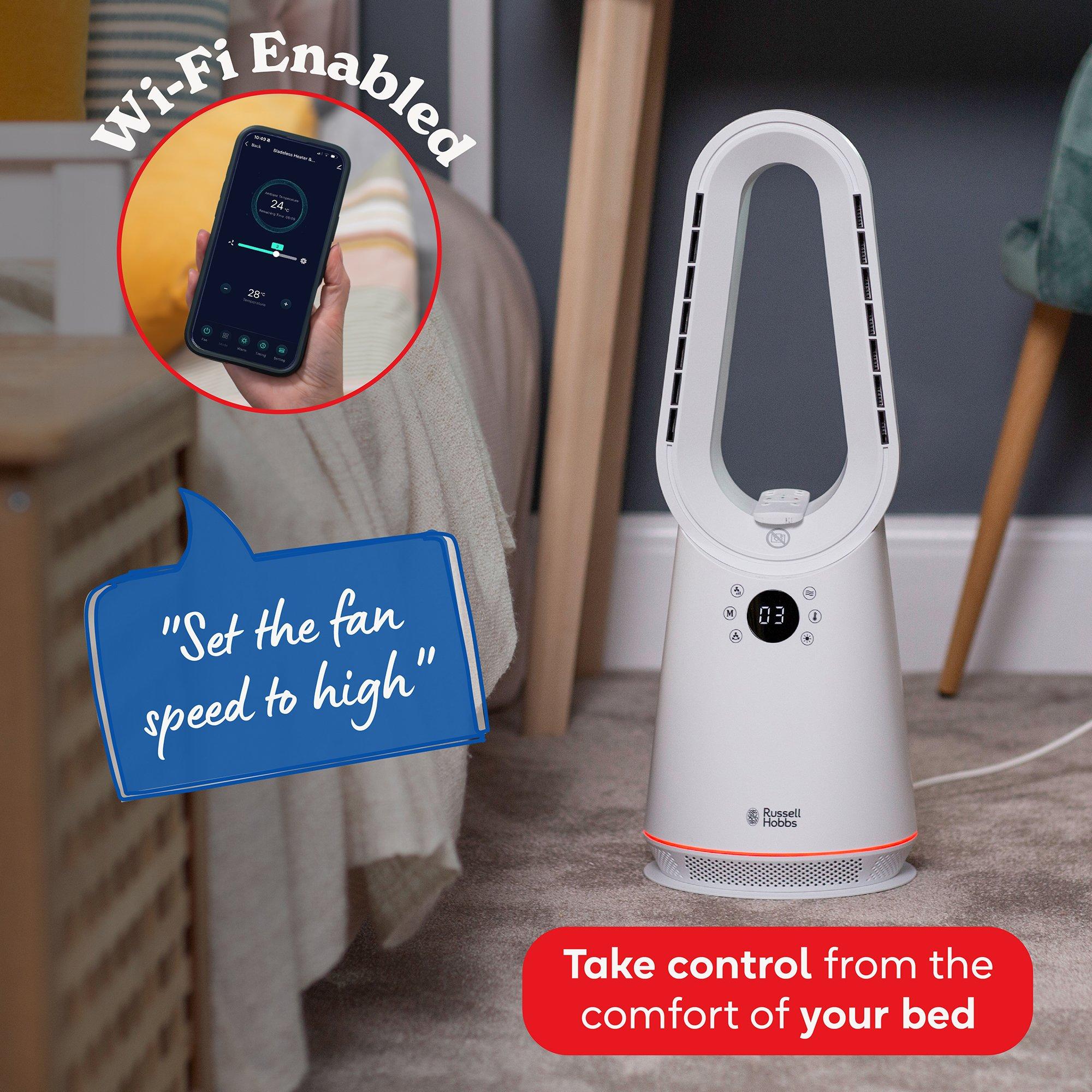 White - Russell Hobbs - RHCBLDL3IN1-SMT Smart Bladeless Heat & Cool Fan - 6