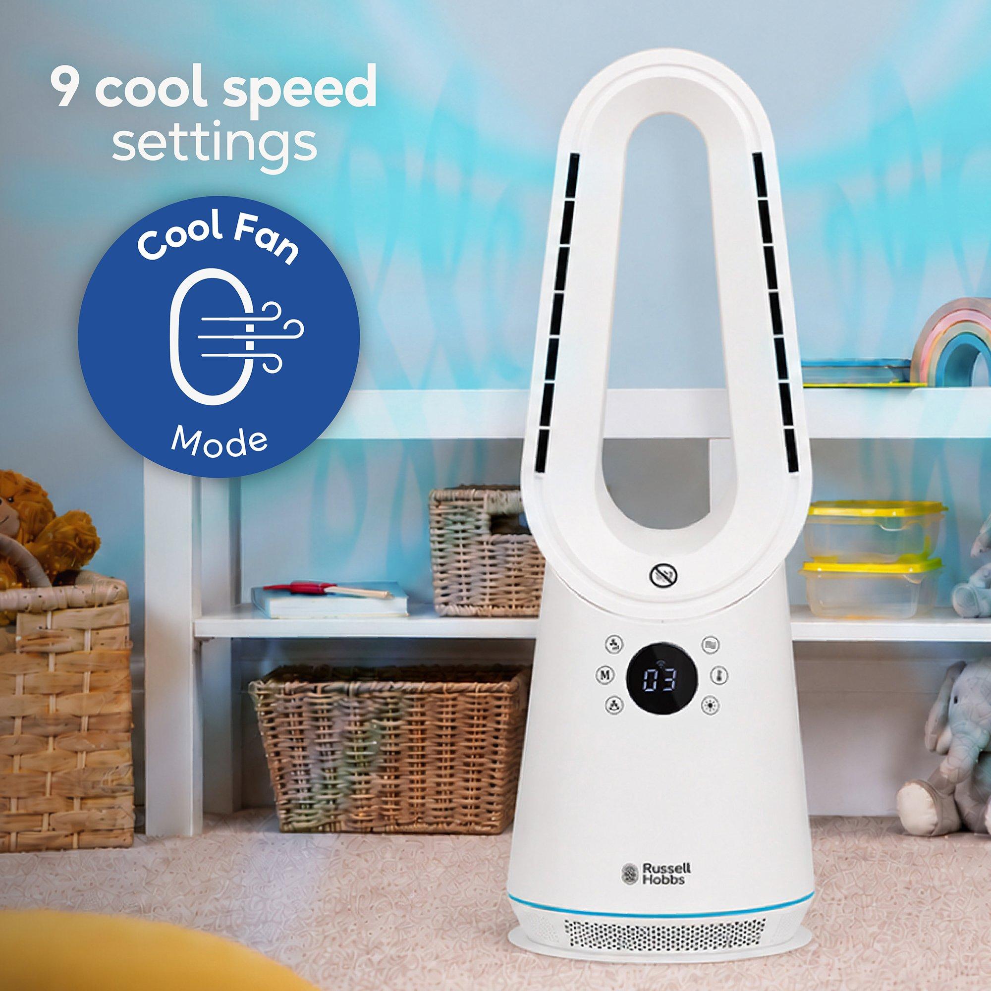 White - Russell Hobbs - RHCBLDL3IN1-SMT Smart Bladeless Heat & Cool Fan - 8