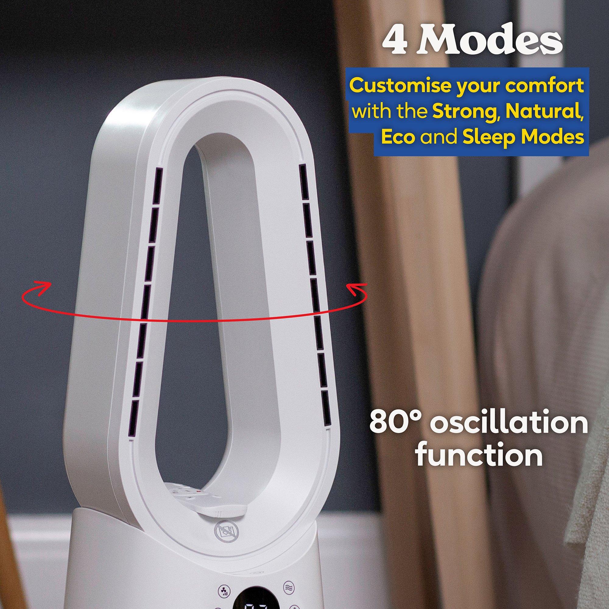 White - Russell Hobbs - RHCBLDL3IN1-SMT Smart Bladeless Heat & Cool Fan - 9