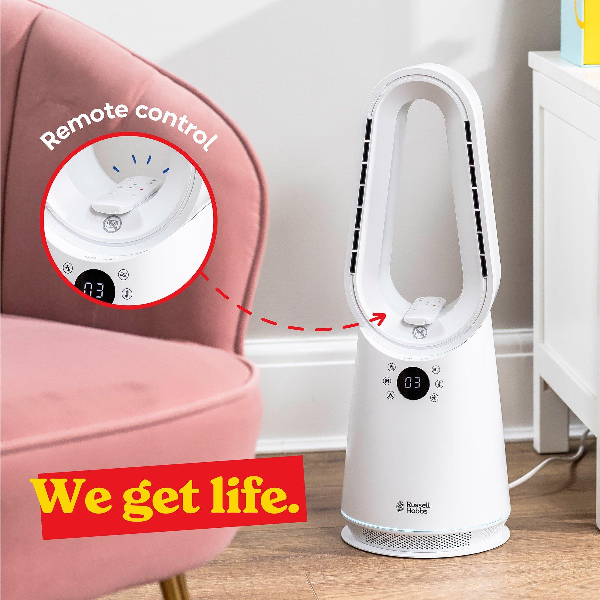 White - Russell Hobbs - RHCBLDL3IN1-SMT Smart Bladeless Heat & Cool Fan - 10