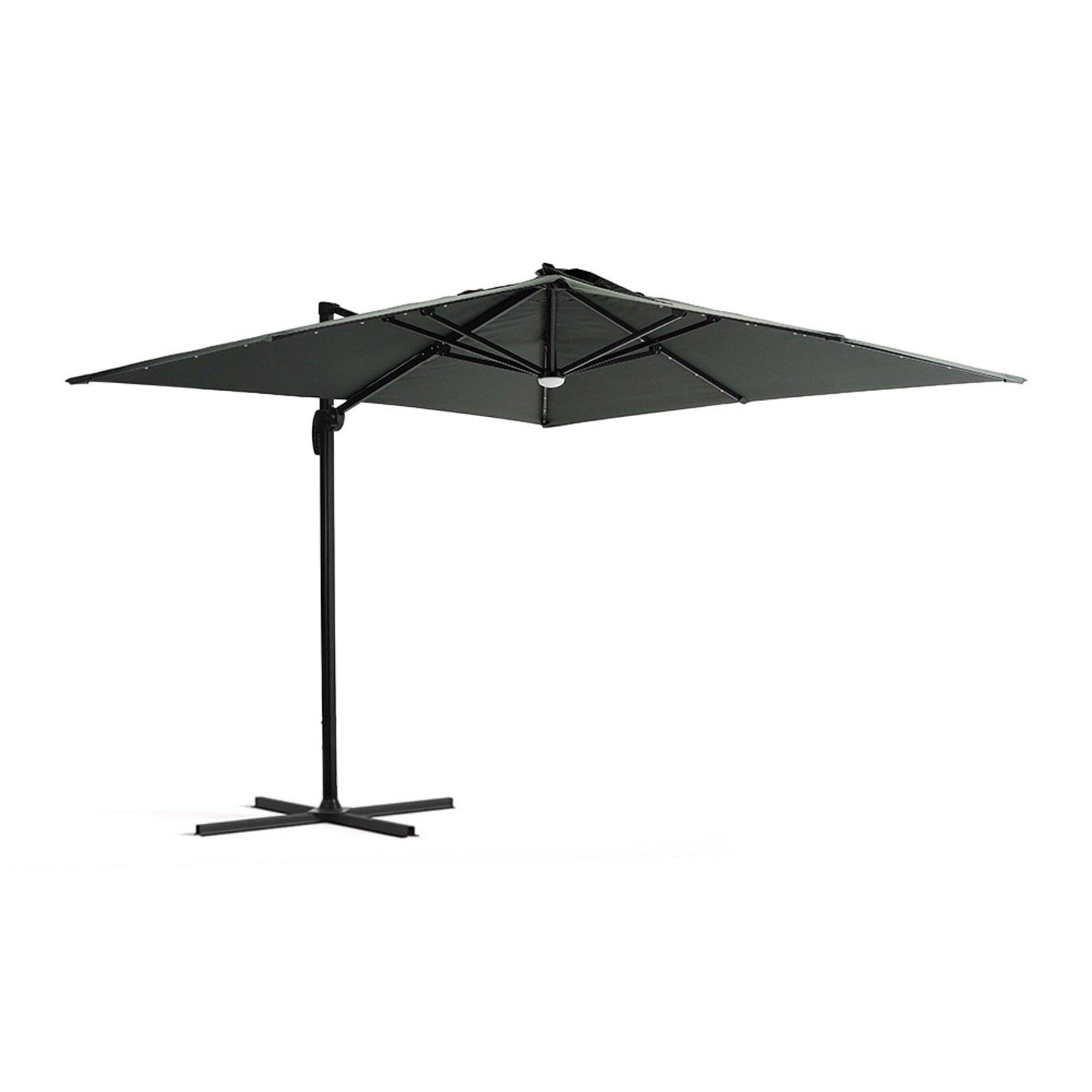 Black - Breeins - Square Cantilever Parasol with LED Lights Black - 2