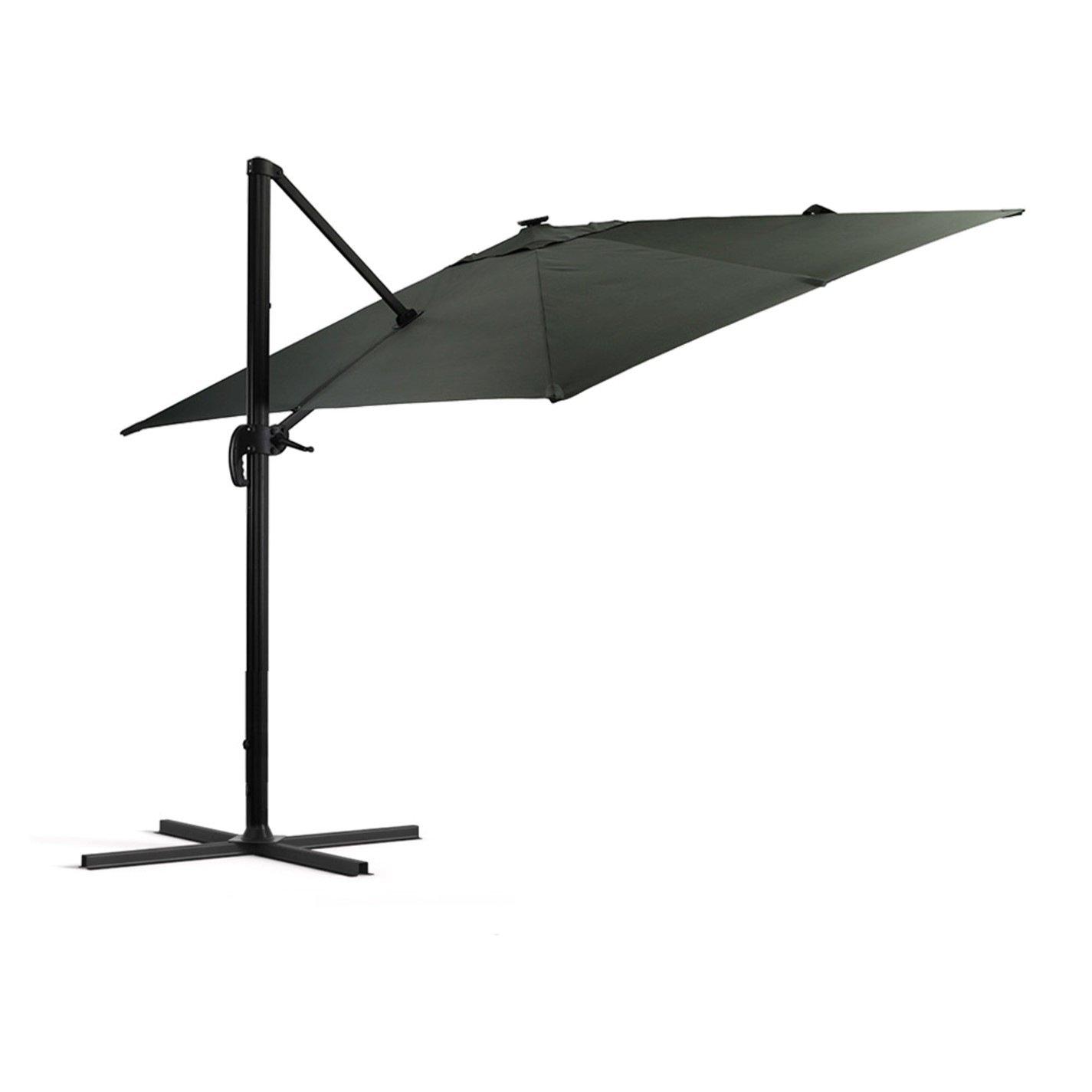 Black - Breeins - Square Cantilever Parasol with LED Lights Black - 4