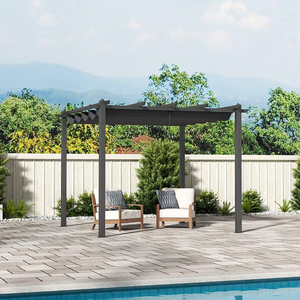 Breeins  3 X 3M Aluminum Patio Pergola With Canopy - Black - Large