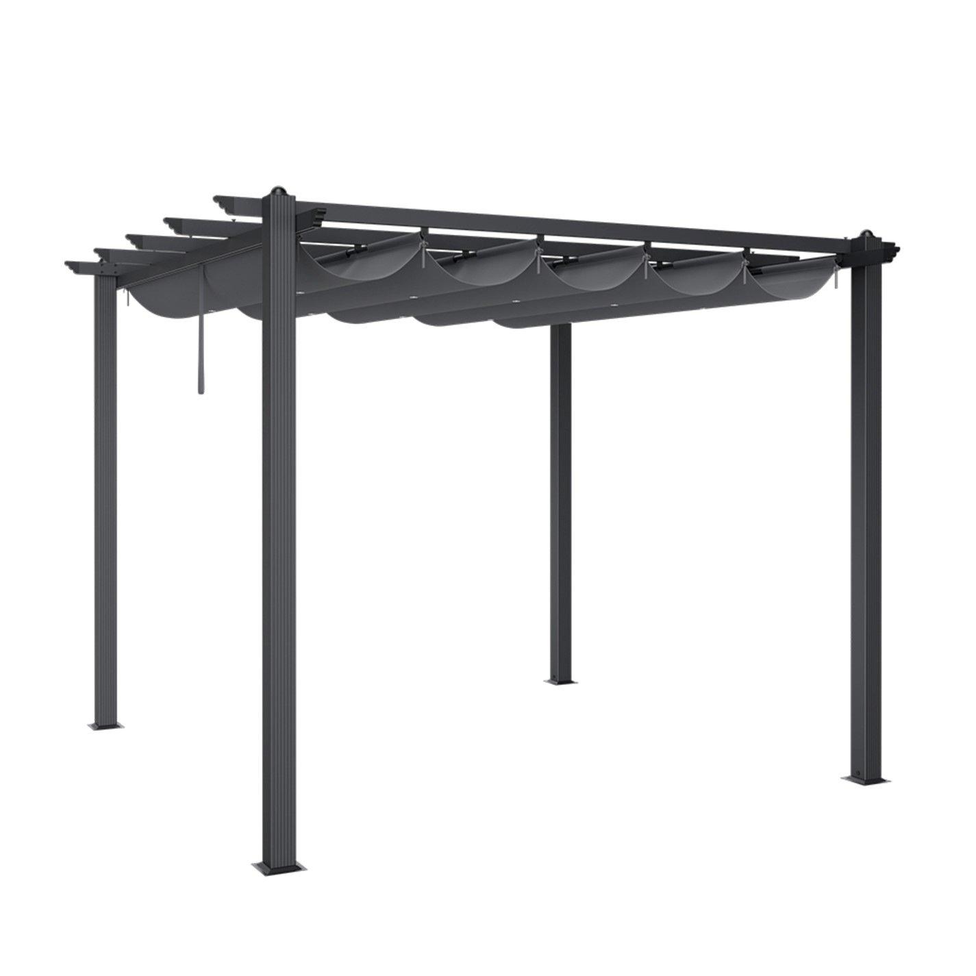 Black - Breeins - 3 x 3m Aluminum Patio Pergola with Canopy - 2