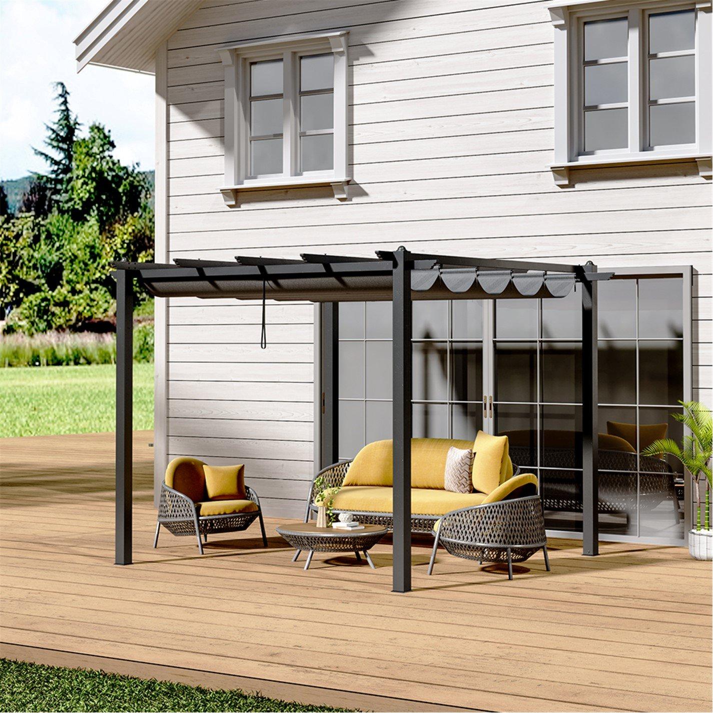 Black - Breeins - 3 x 3m Aluminum Patio Pergola with Canopy - 5