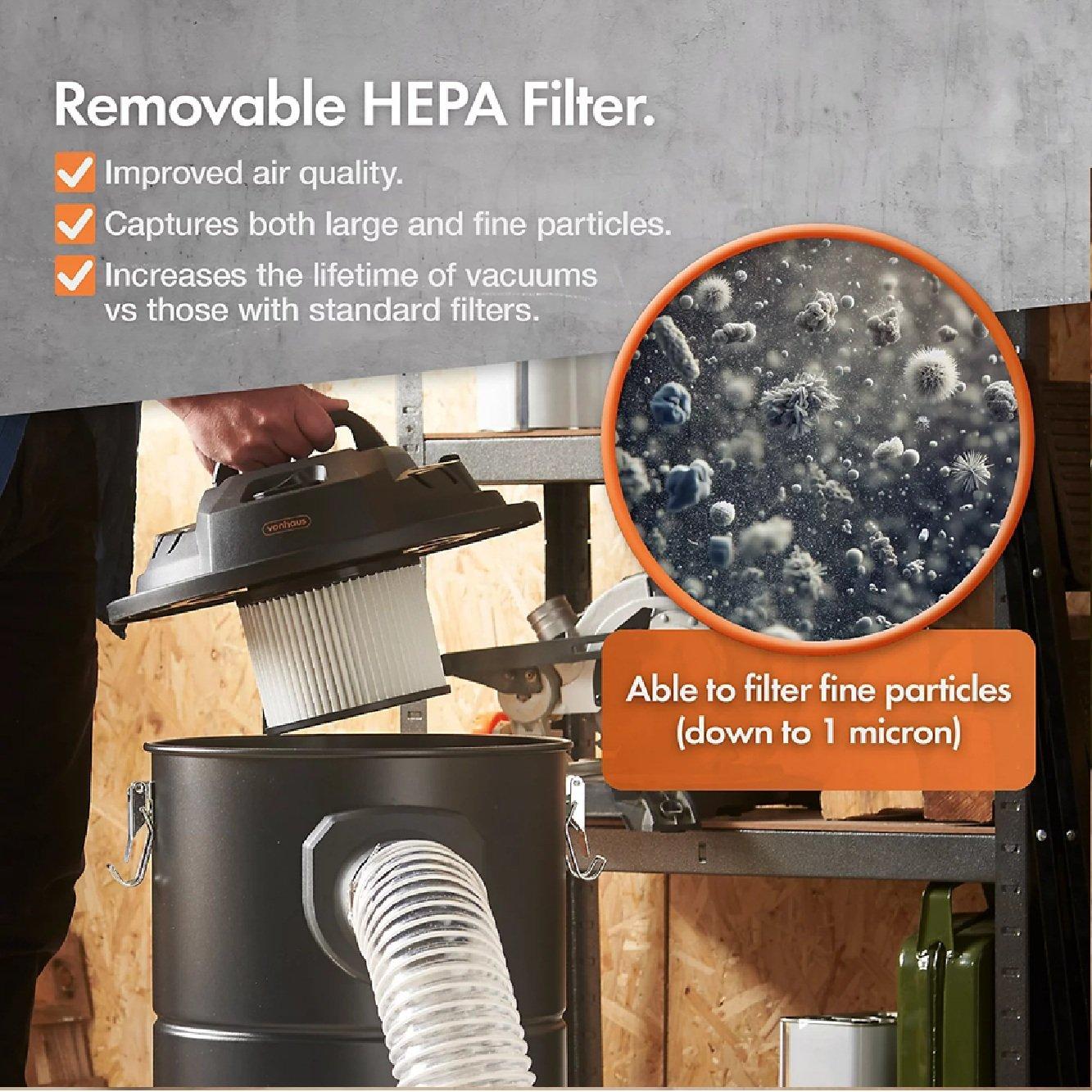 Black - VonHaus - 55L Dust Collector - 3