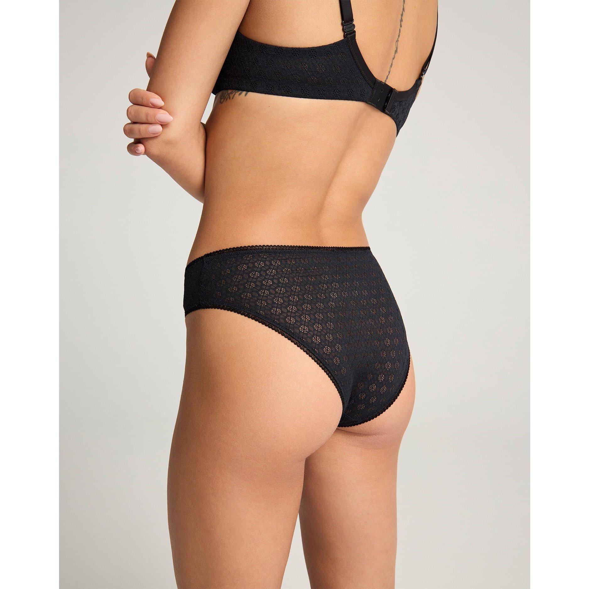 Black - Nudea - HIGH LEG BRIEF HONEYCOMB LACE - 5
