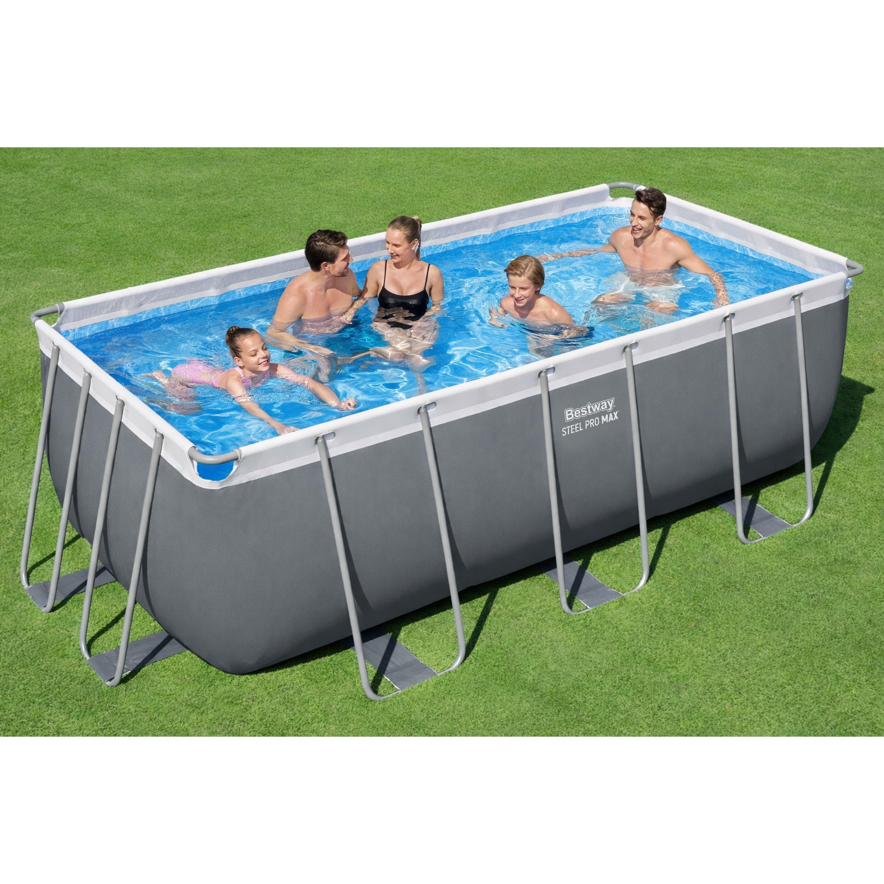 Grey - Bestway - 136 x 67 x 48 Steel Pro MAX Rectangular Pool - 1