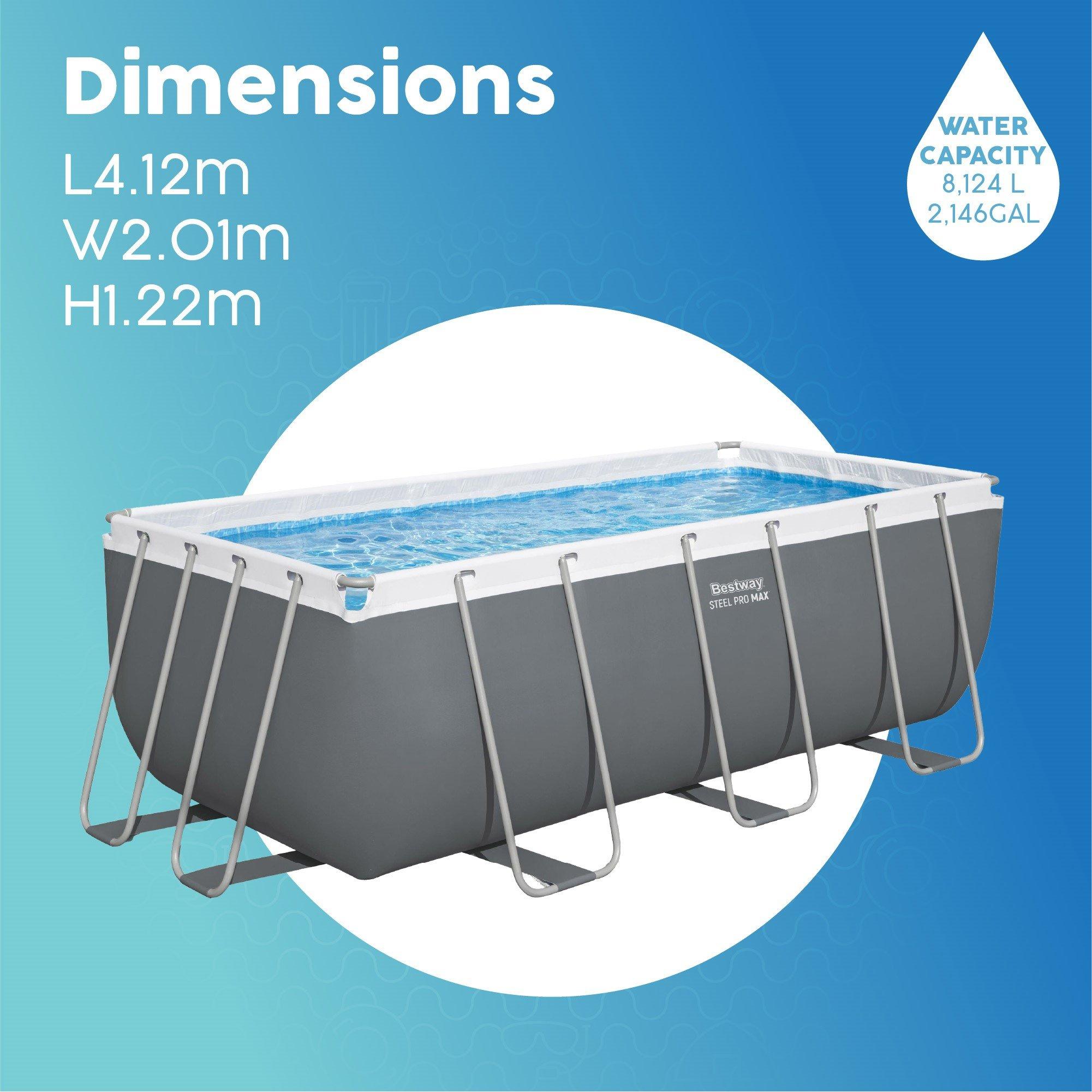 Grey - Bestway - 136 x 67 x 48 Steel Pro MAX Rectangular Pool - 7
