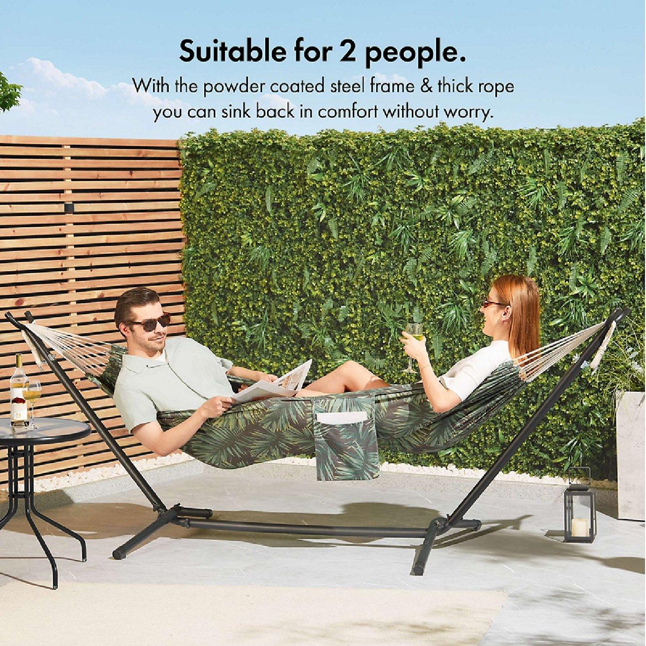 Multi - VonHaus - Ibiza 2 Person Palm Leaf Double Hammock with Stand - 2