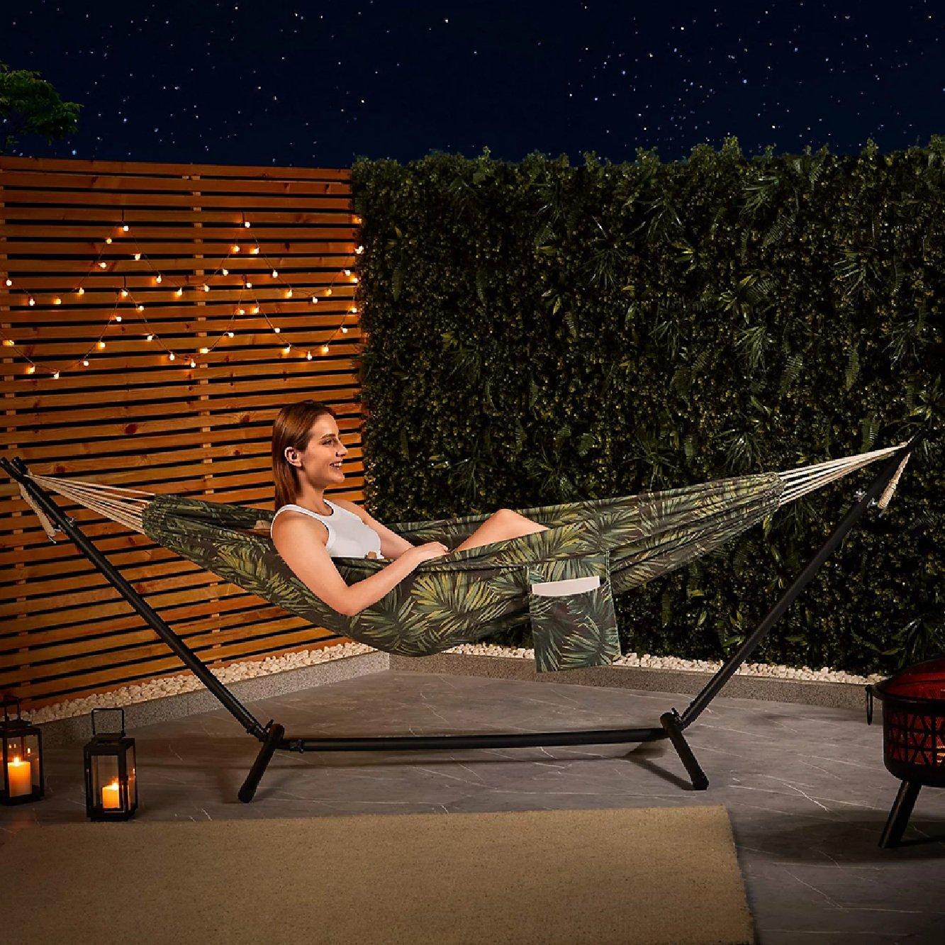 Multi - VonHaus - Ibiza 2 Person Palm Leaf Double Hammock with Stand - 3