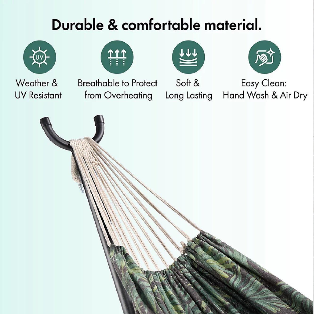 Multi - VonHaus - Ibiza 2 Person Palm Leaf Double Hammock with Stand - 7