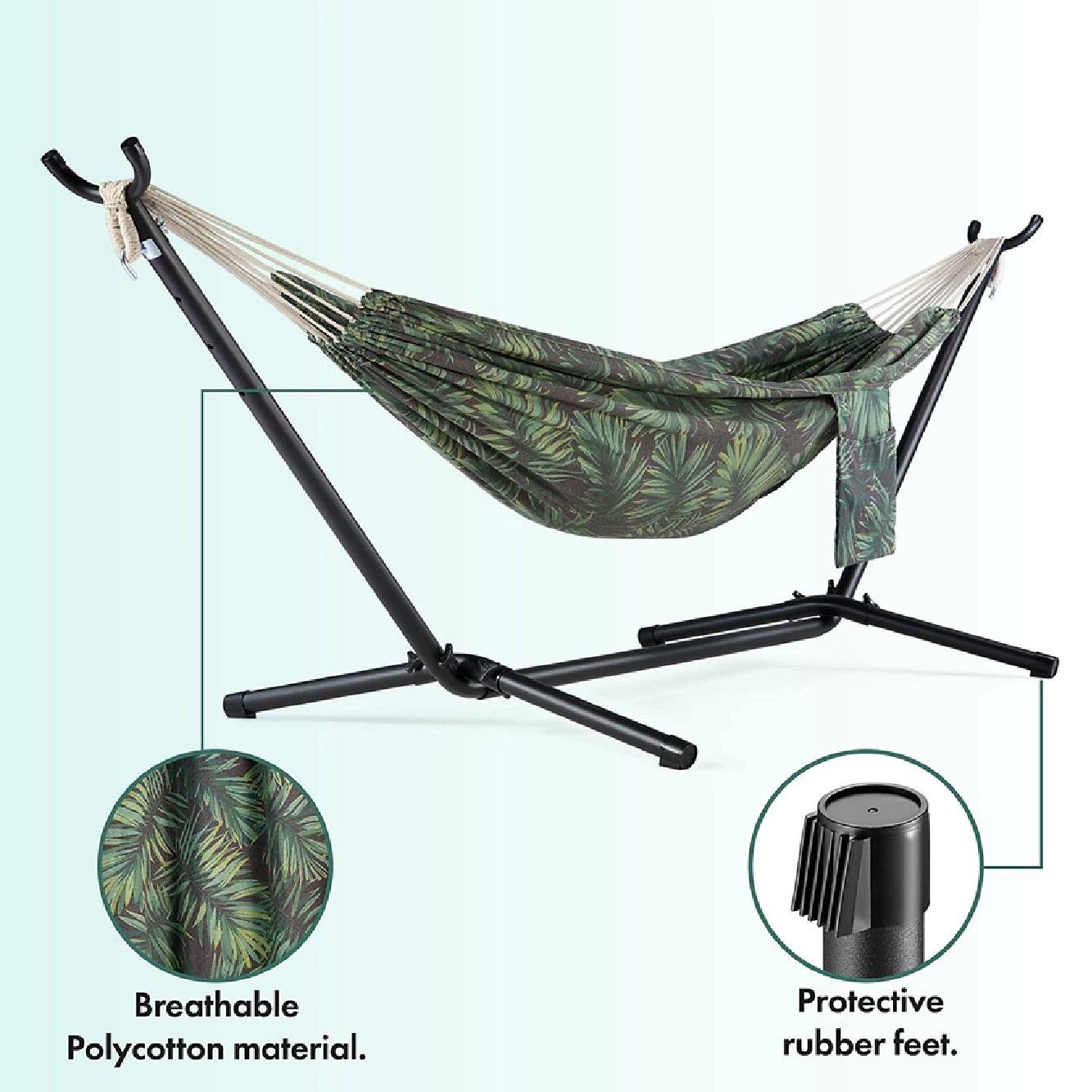 Multi - VonHaus - Ibiza 2 Person Palm Leaf Double Hammock with Stand - 8
