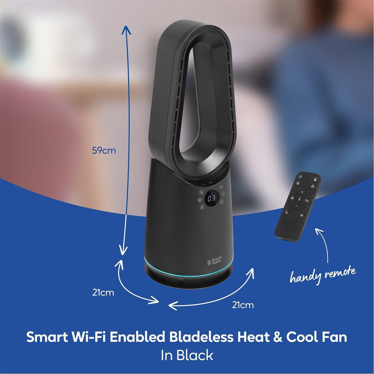 Black - Russell Hobbs - RHCBLDL3IN1B-SMT Smart Bladeless Heat & Cool Fan - 2