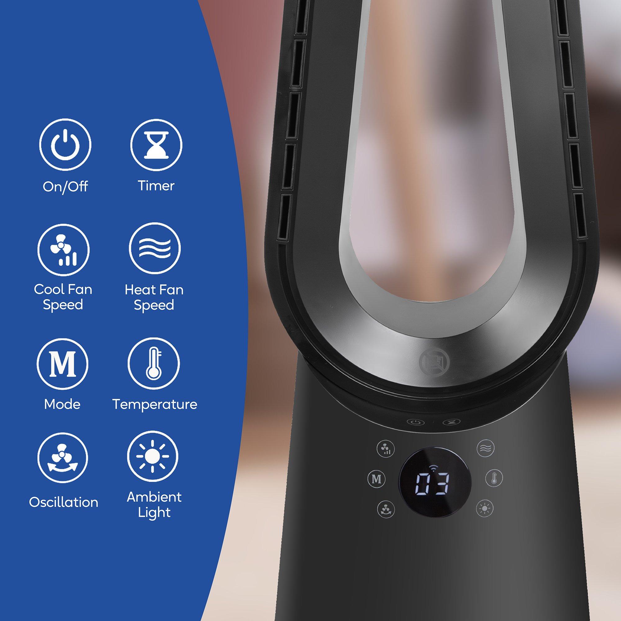 Black - Russell Hobbs - RHCBLDL3IN1B-SMT Smart Bladeless Heat & Cool Fan - 11
