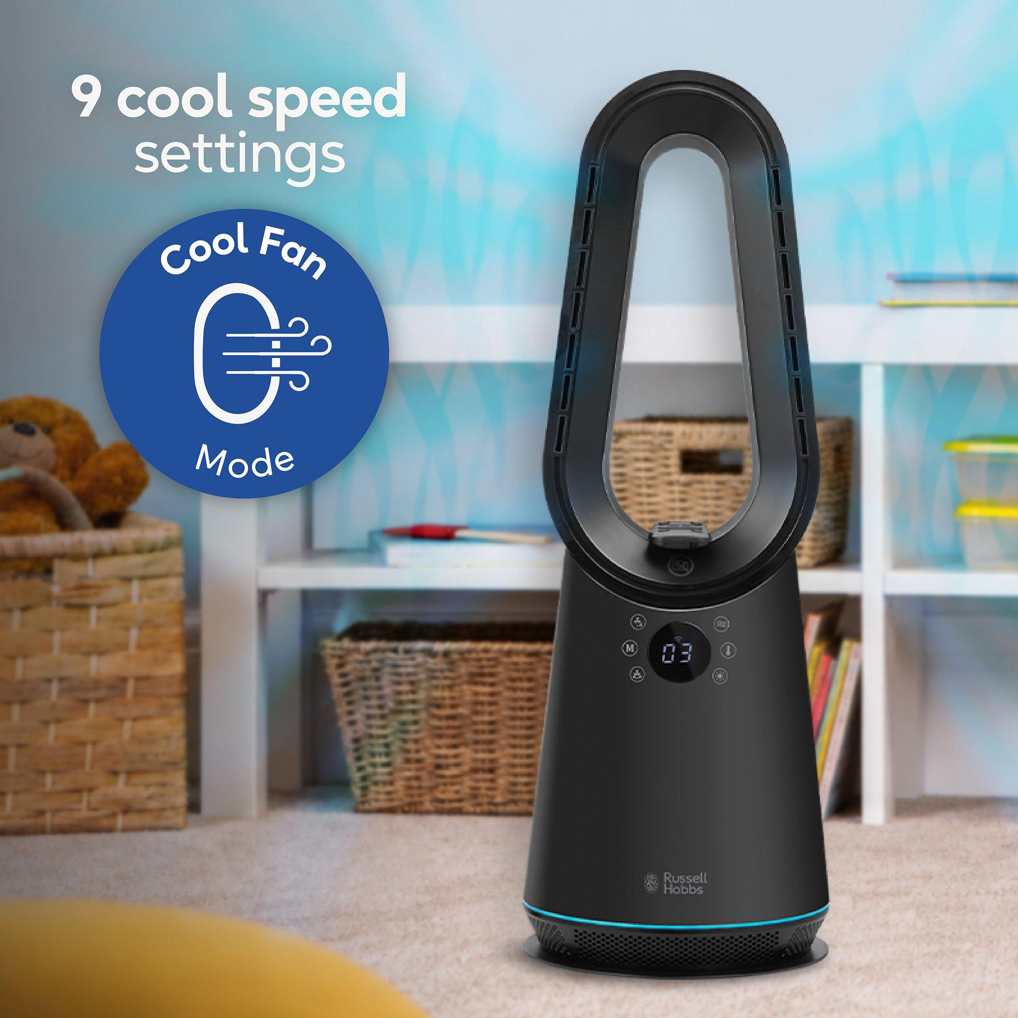 Black - Russell Hobbs - RHCBLDL3IN1B-SMT Smart Bladeless Heat & Cool Fan - 8