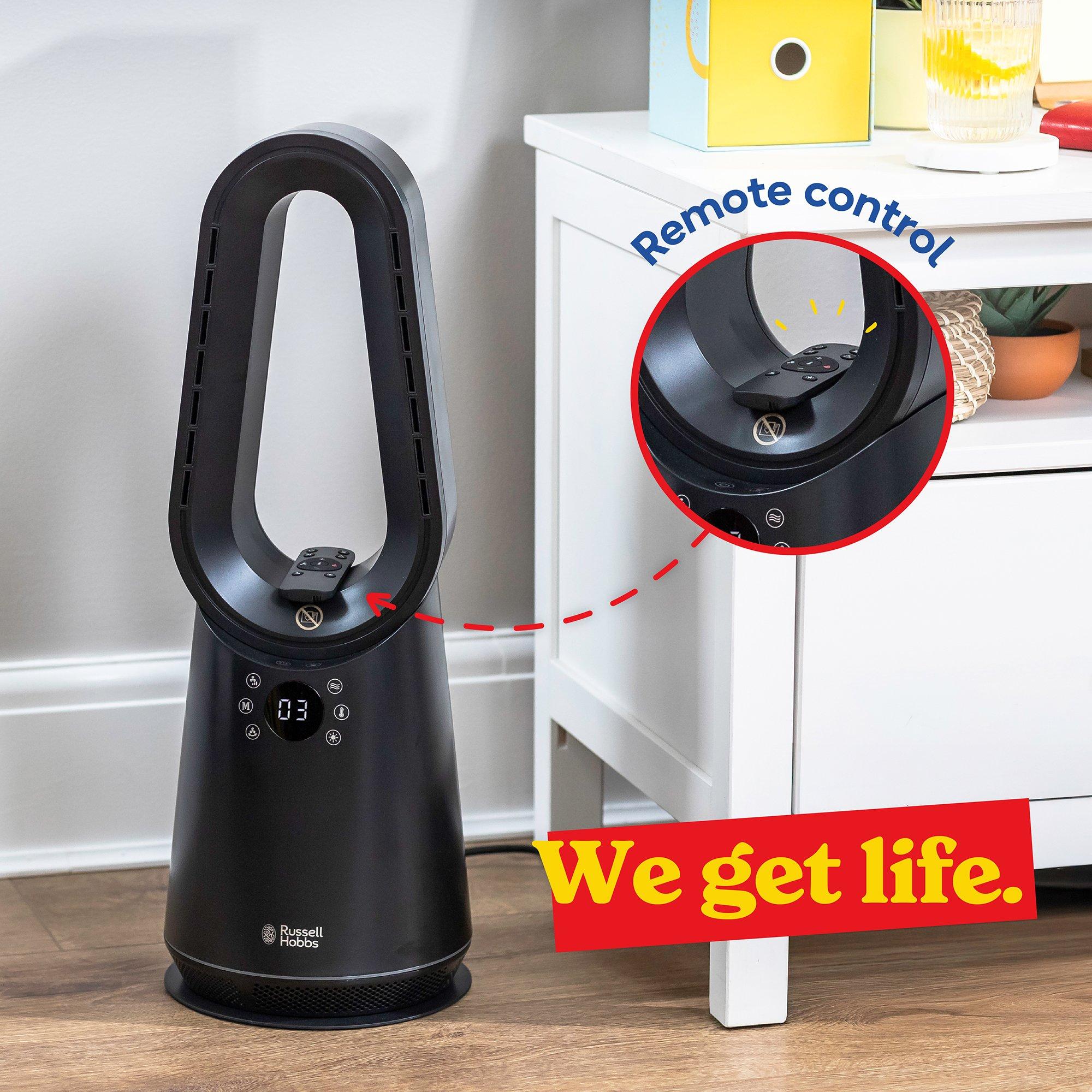 Black - Russell Hobbs - RHCBLDL3IN1B-SMT Smart Bladeless Heat & Cool Fan - 10
