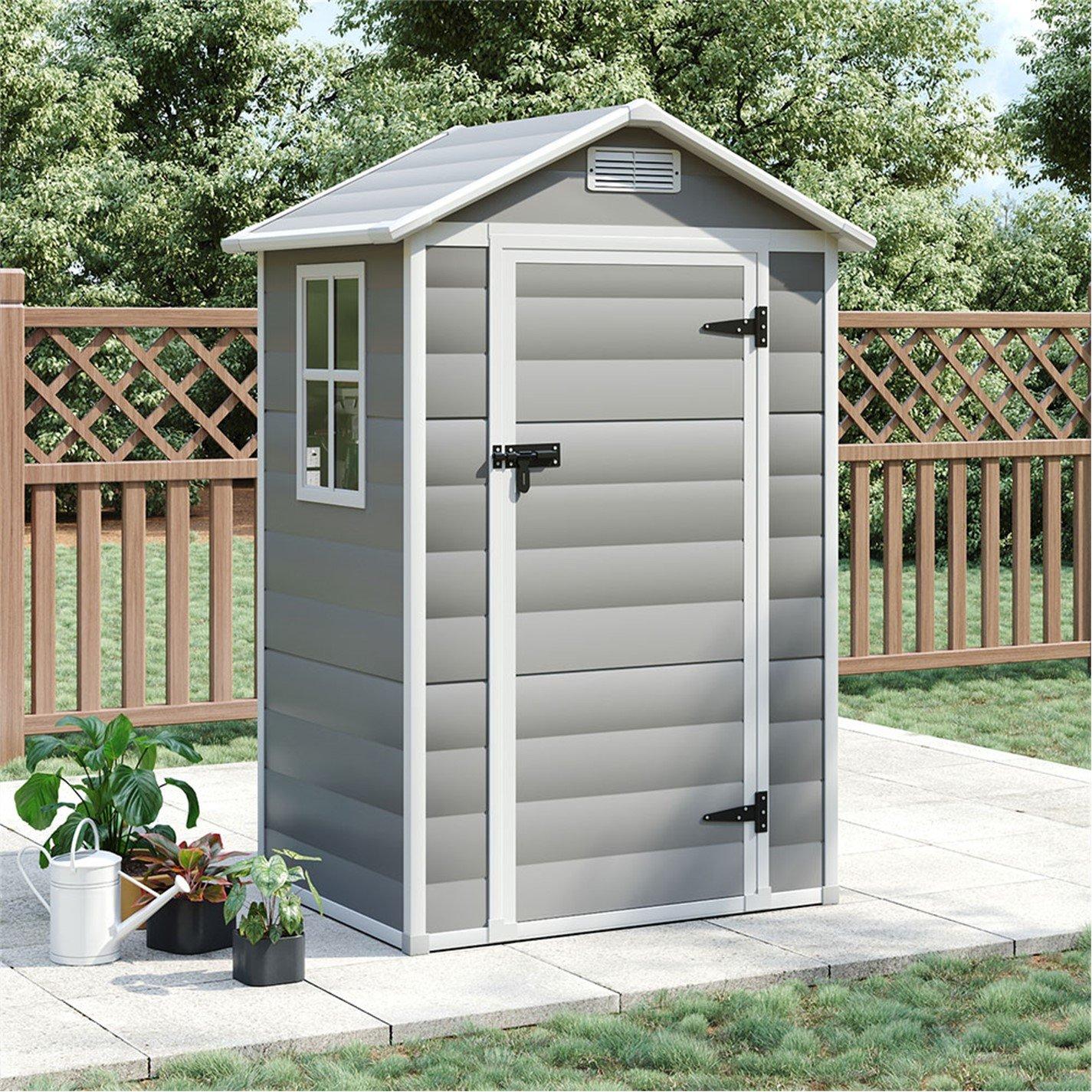Breeins Outdoor 4x3Fts Plastic Storage Shed Grey