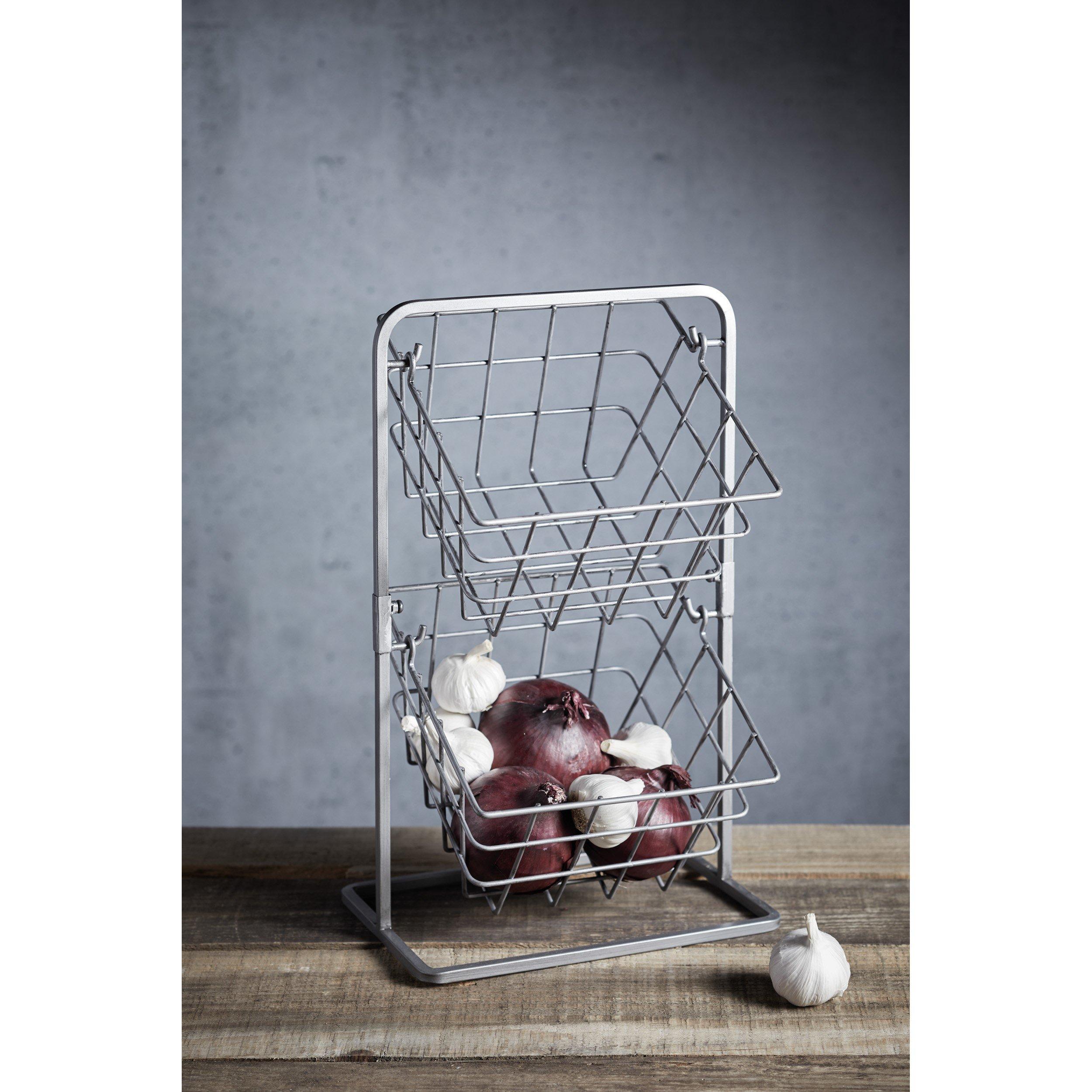 Grey - KitchenCraft - Industrial Kitchen 2 Tier Wire Storage Baskets - 2