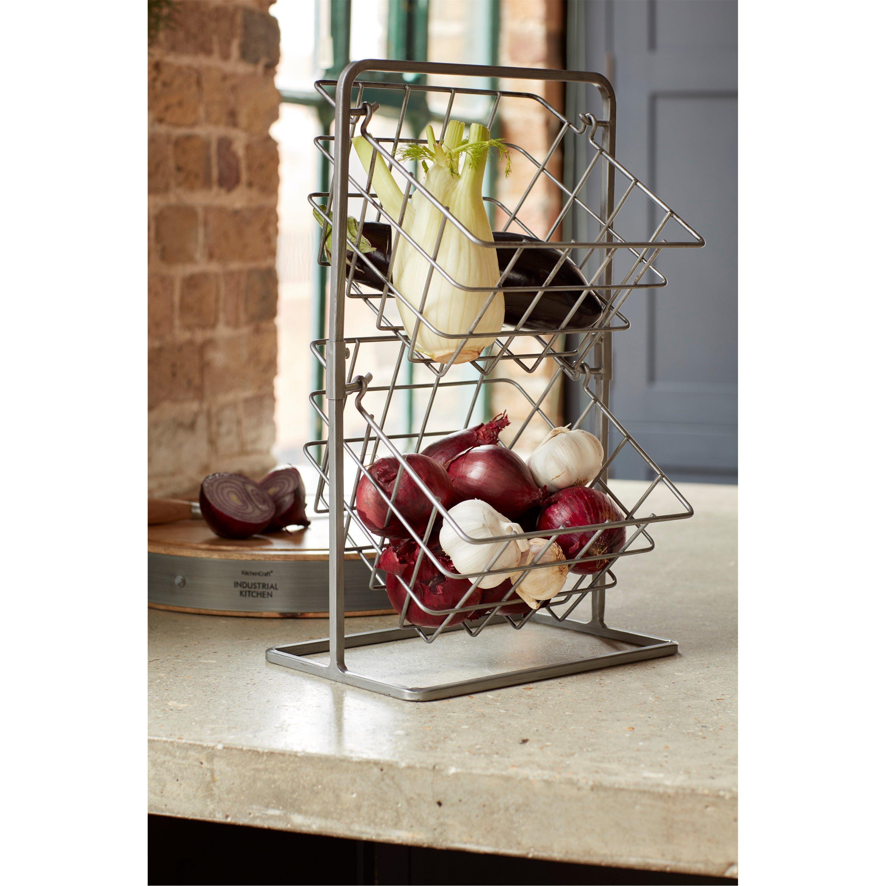 Grey - KitchenCraft - Industrial Kitchen 2 Tier Wire Storage Baskets - 3