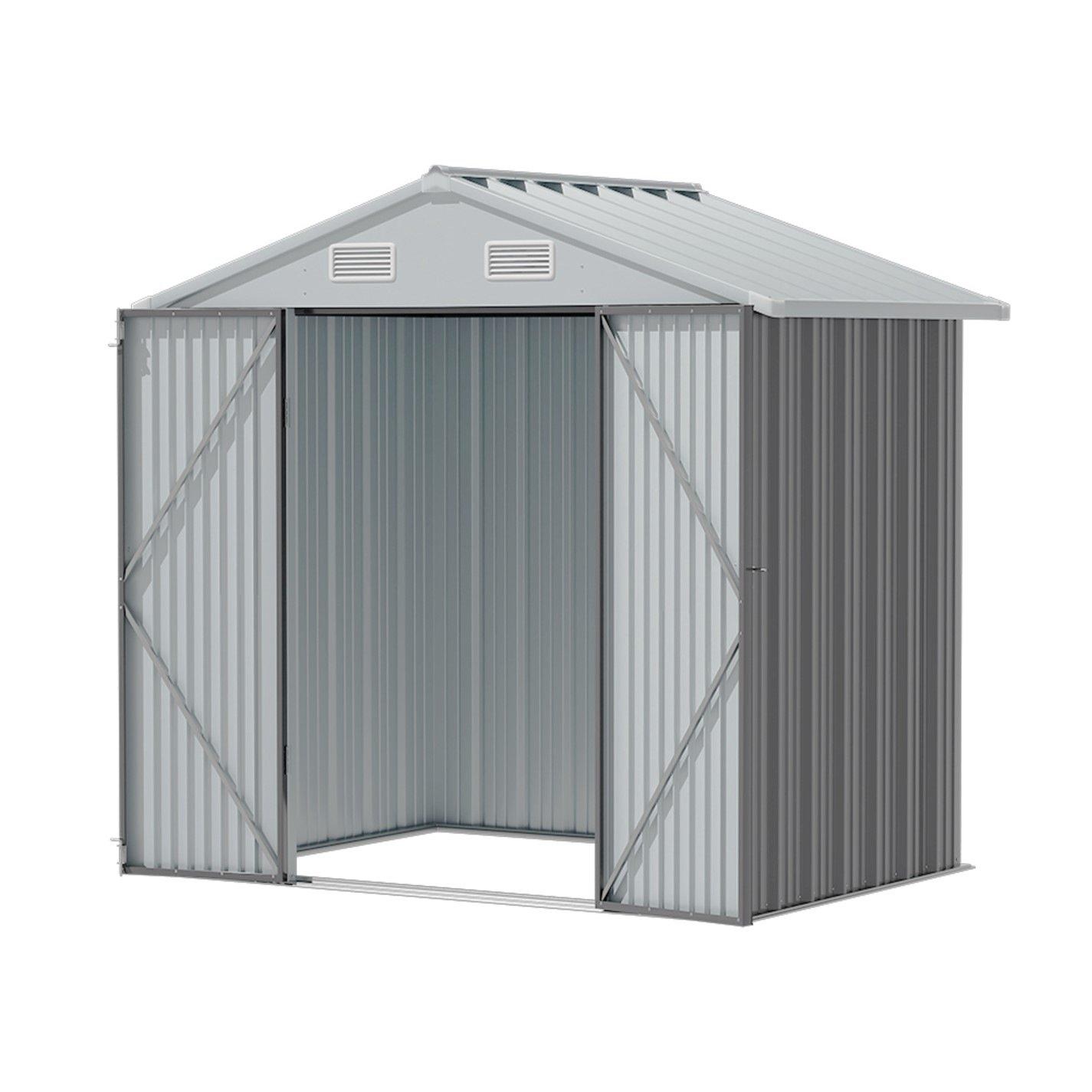 Grey - Breeins - Outdoor 6x4Fts Metal Storage Shed Grey - 2