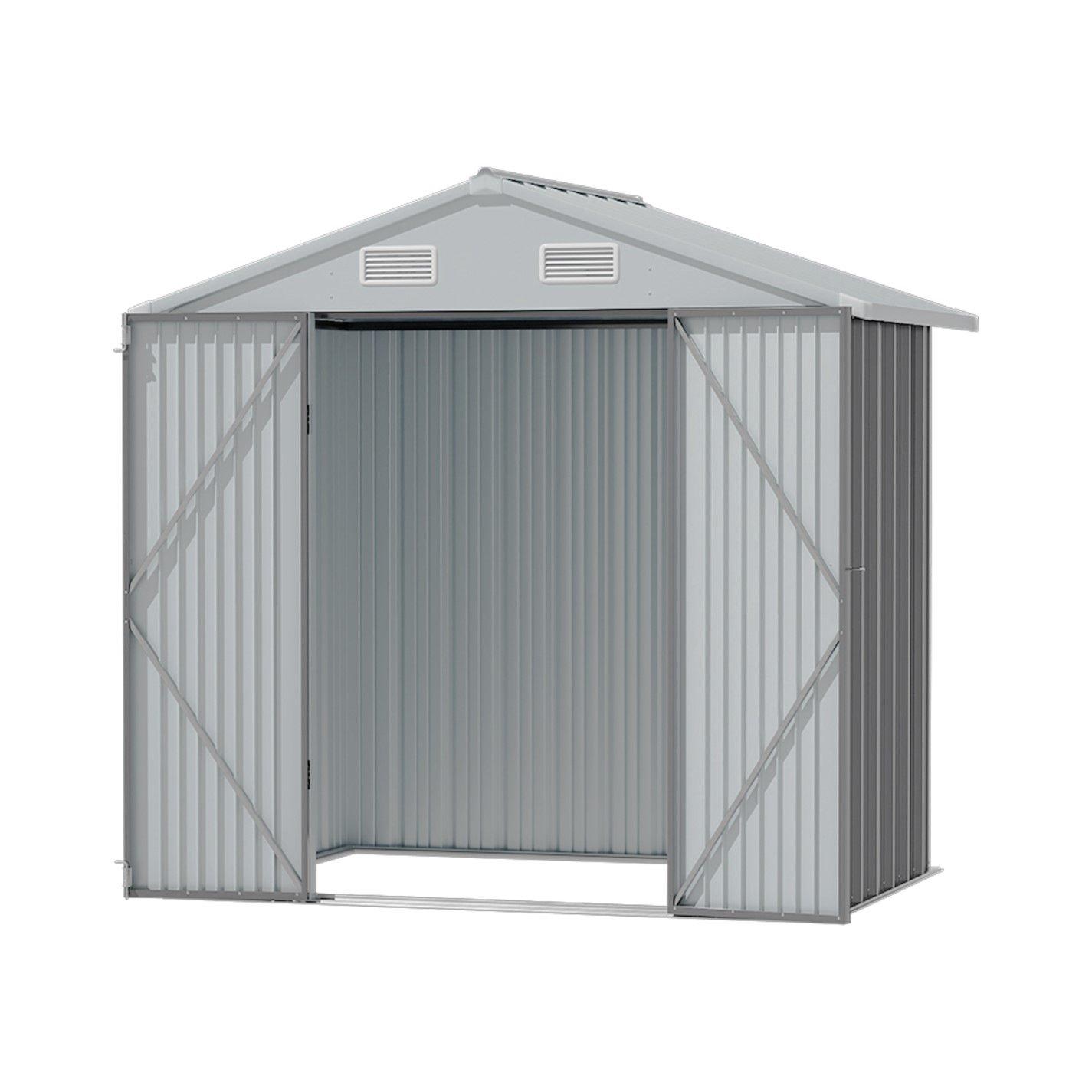 Grey - Breeins - Outdoor 6x4Fts Metal Storage Shed Grey - 3