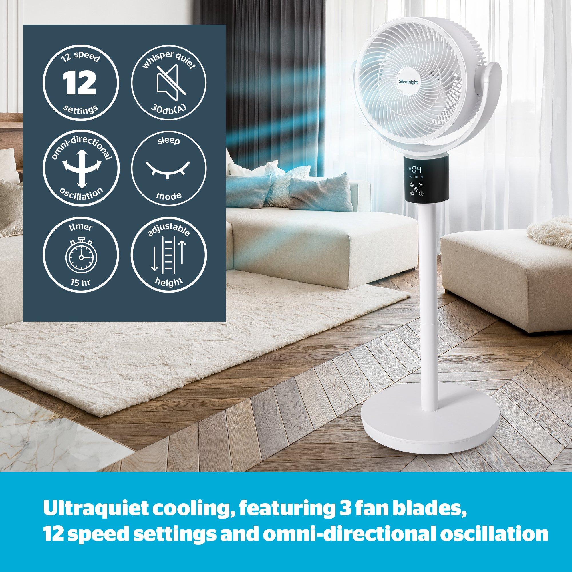 White - Silentnight - 360 Oscilating Fan - 2