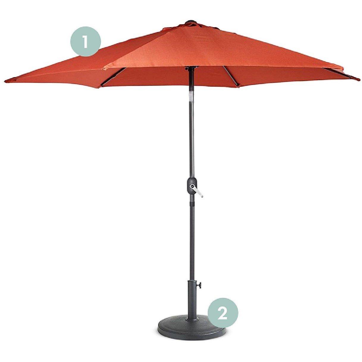 Orange - VonHaus - 2.7m Steel Garden Parasol & Base Set - 1